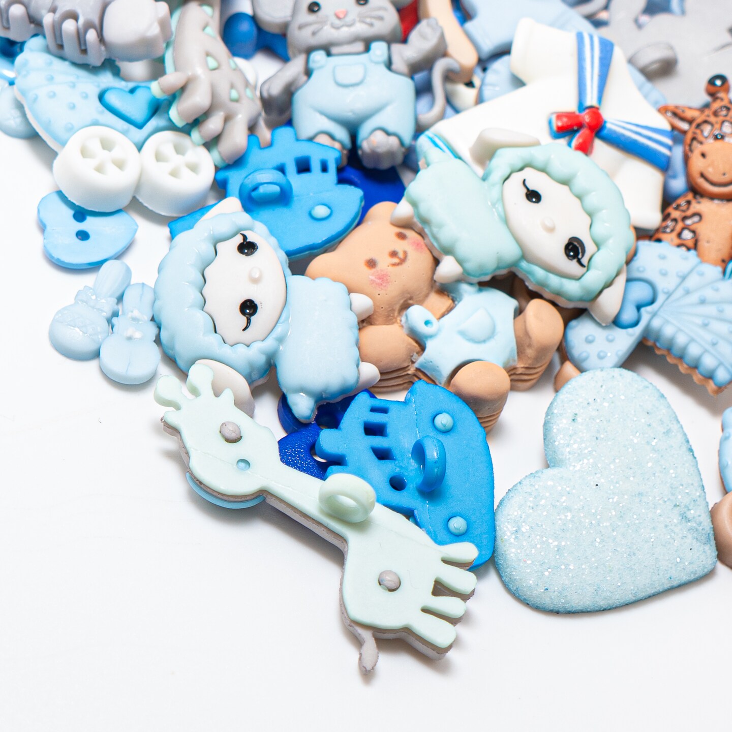 Dress It Up Button Shop 12 Pack Baby Boy Embellishment Bundle, 100 pieces
