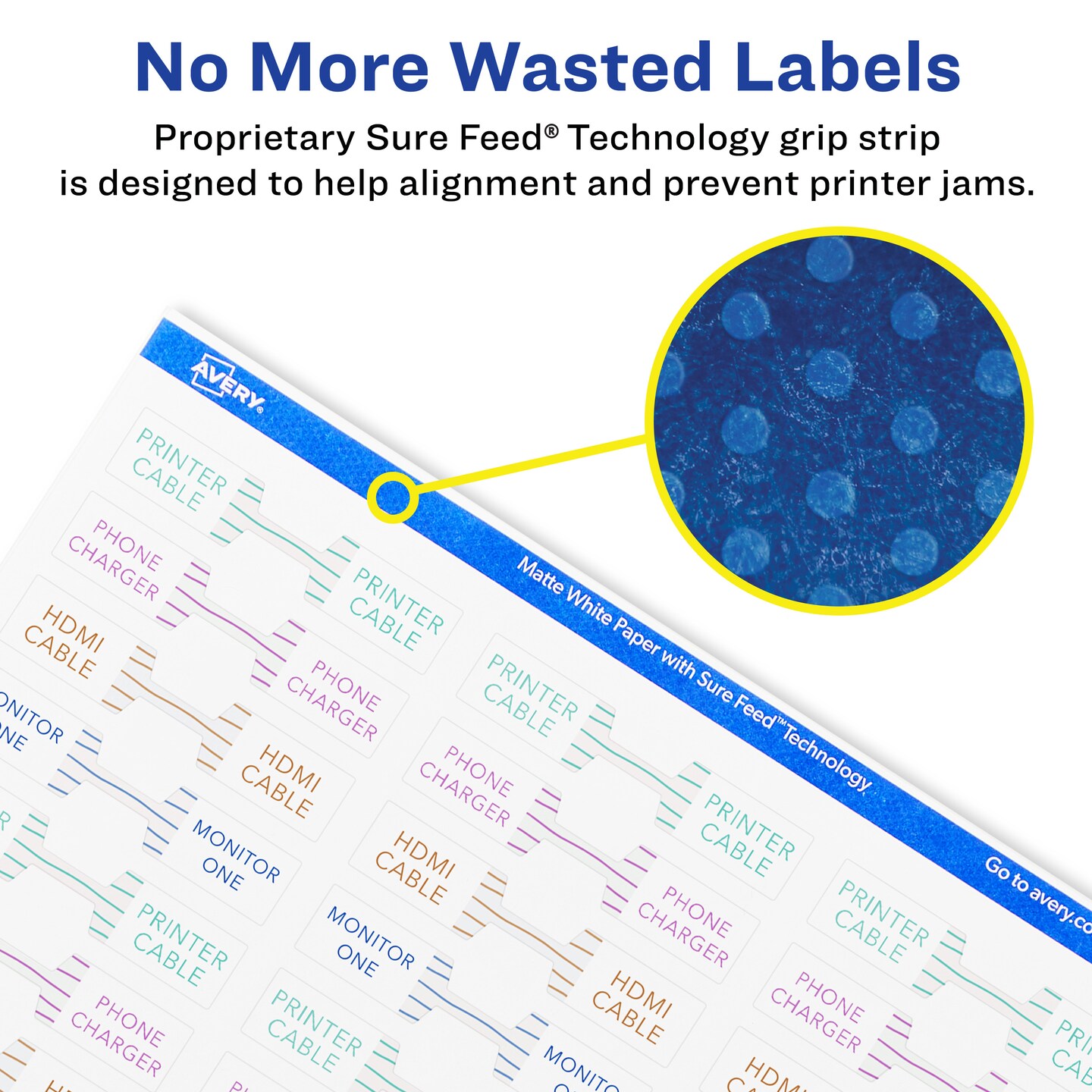 Avery Matte White Barbell Labels with Sure Feed, 1/2" x 2-1/2"