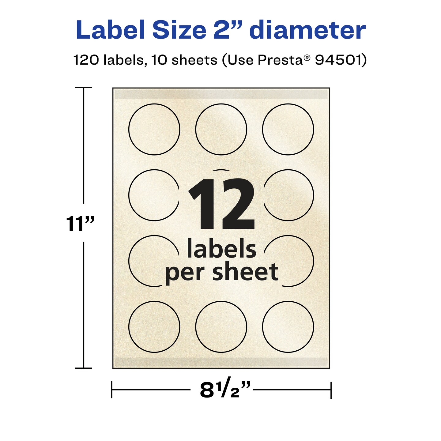 Avery Pearlized Ivory Round Labels with Sure Feed Technology, Print-to-the-Edge, 2" diameter