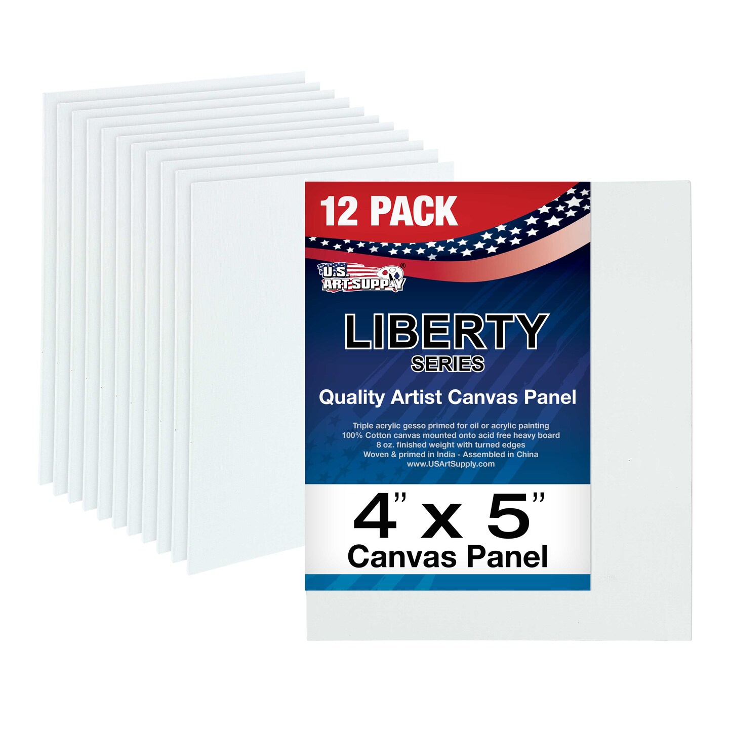 4 X 5 Inch Professional Art Canvas Board Panels 12 Pack - 8 Ounce Heavyweight Cotton Acid Free Canvases for Painting Acrylics and Watercolor (1 Case of 12 Single Canvas Painting Panels)