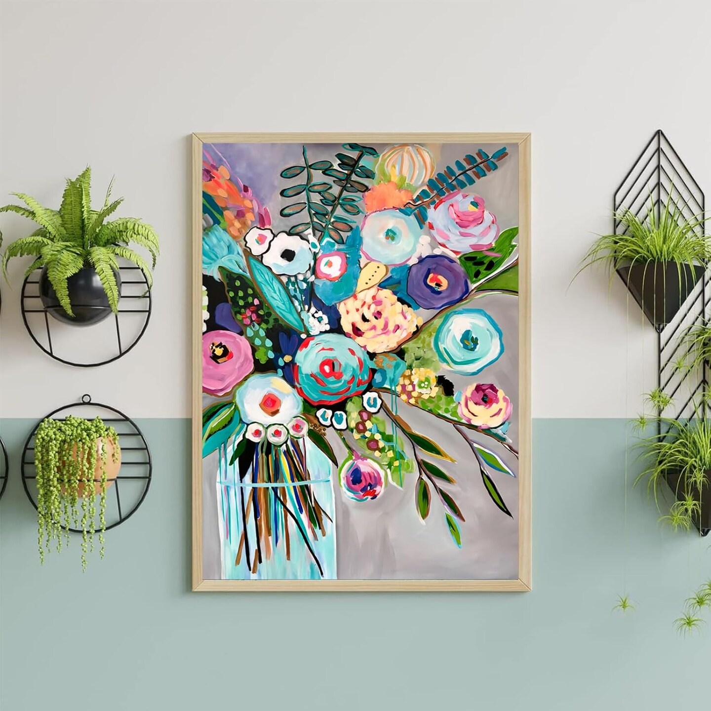 Flower Paint by Numbers for Adults Beginners, Abstract Paint by Number Flowers,DIY Acrylic Flower Paint by Numbers Kits on Canvas for Gift Home Decor 16&#x27;&#x27;W x 20&#x27;&#x27;L