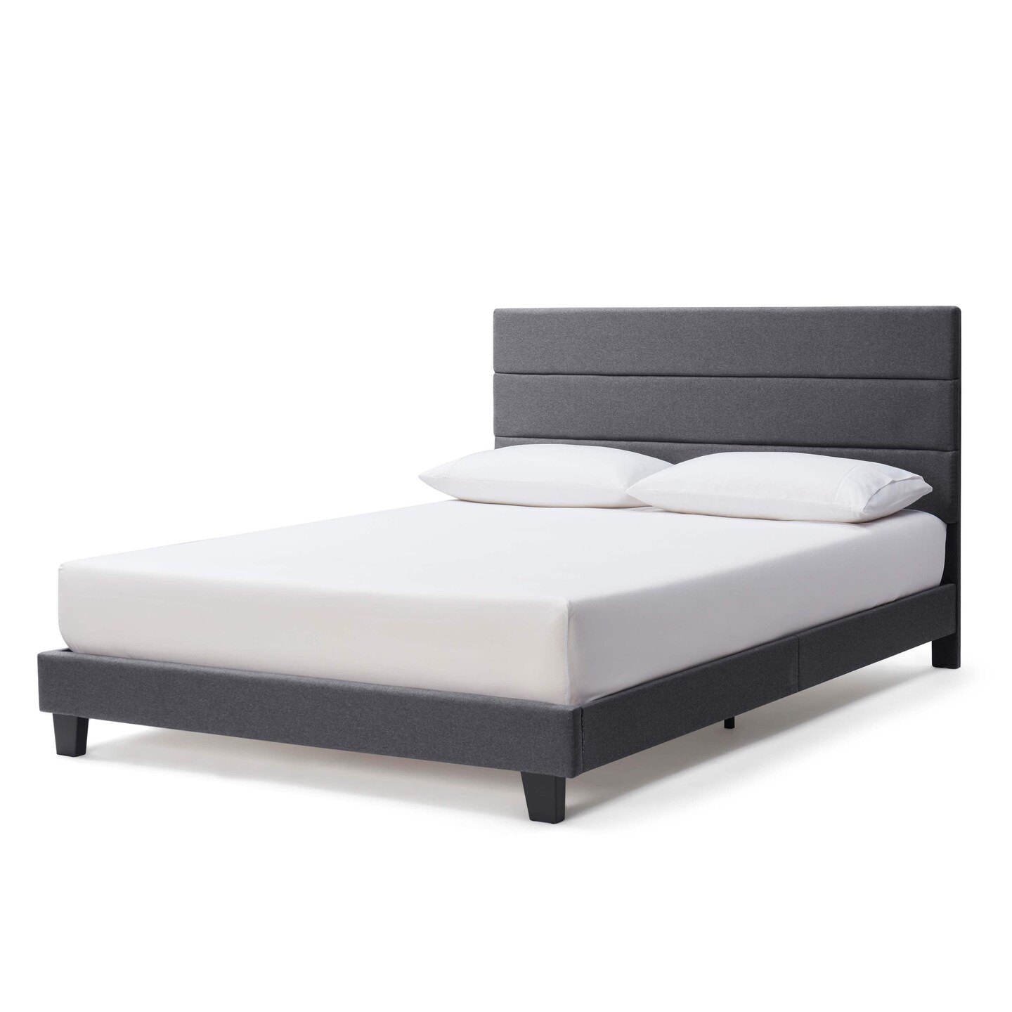 Nestl Bed Frame with Green Tea Graphite Memory Foam Mattress and Horizontal Channel Upholstered Headboard