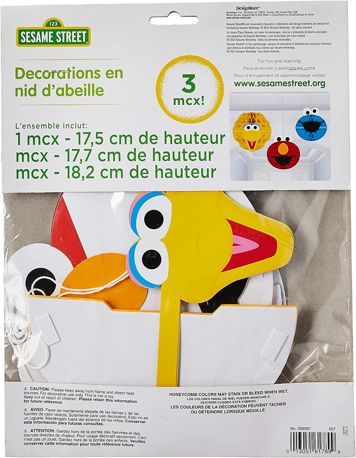 Sesame Street&#xAE; Honeycomb Decorations - 3ct