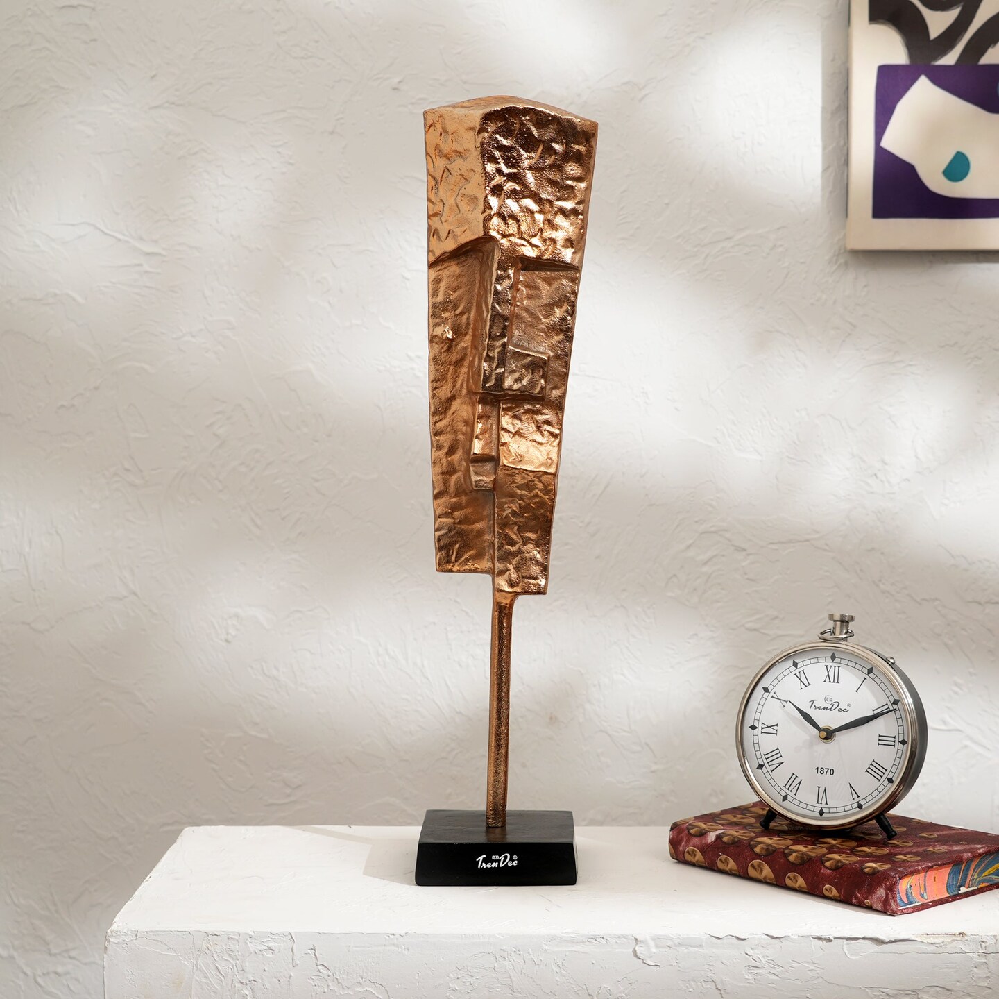 Set of 2 Modern Abstract Aluminum Sculptures with Black Base-22.5" & 21" H