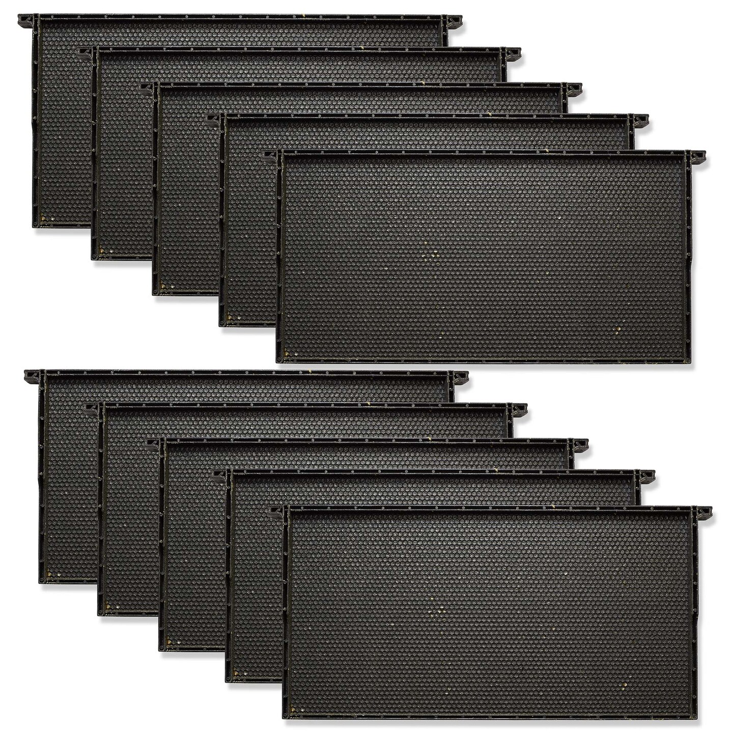Honey Keeper 10 Pack 9-Inch Black Plastic Bee Frames with Beeswax Coated Foundation – Beekeeping Hive Frames