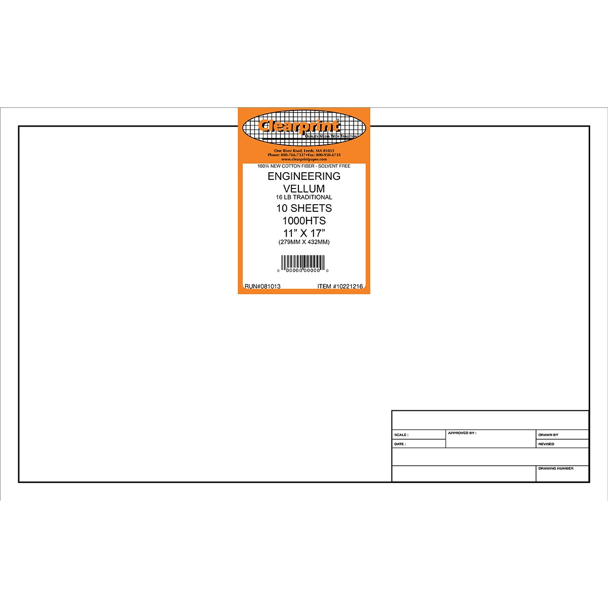 1000H&#xAE; Design Vellum with Pre-Printed Engineer Title Block