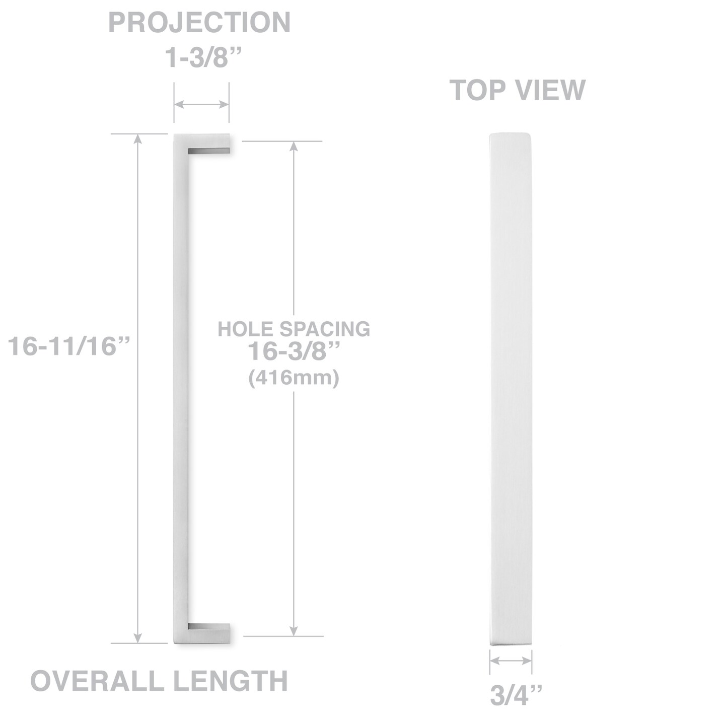 Cauldham Solid Stainless Steel Cabinet Hardware Square Handle Pull Brushed Satin Nickel