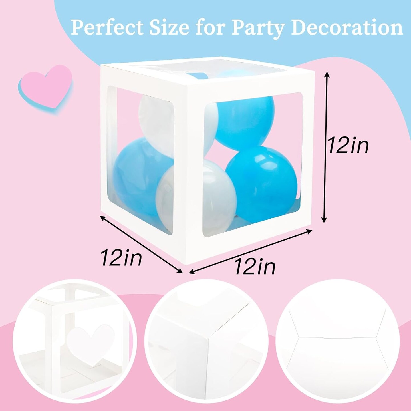 Baby Boxes with 41 Letters and 36 Balloons, 4pcs Clear Balloon Boxes for Baby Shower Gender Reveal Girl Boy Blocks Birthday Party Decorations