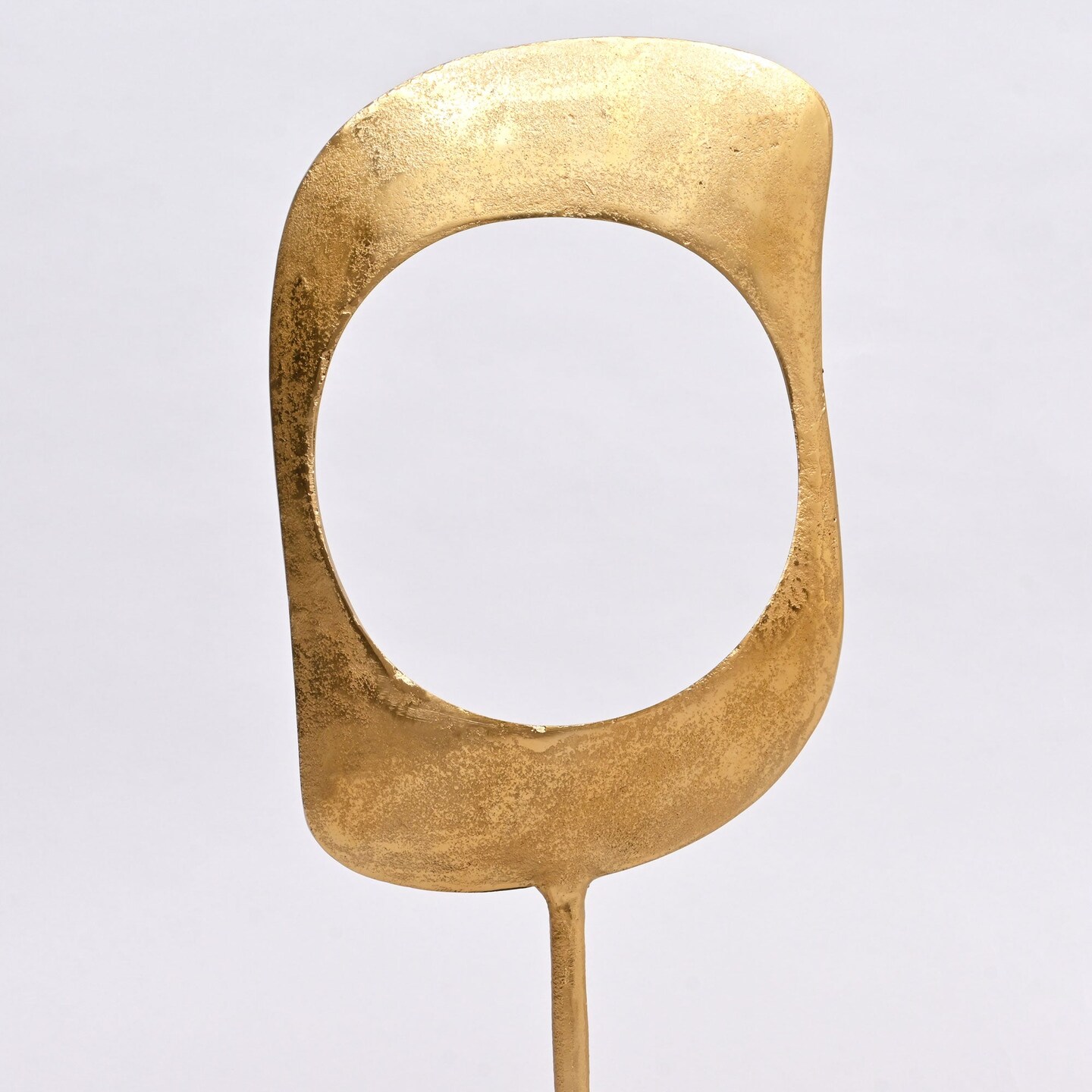 Gold & Nickel Aluminum Ring Sculptures with Black Base – Set of 2 (23" & 21" H)