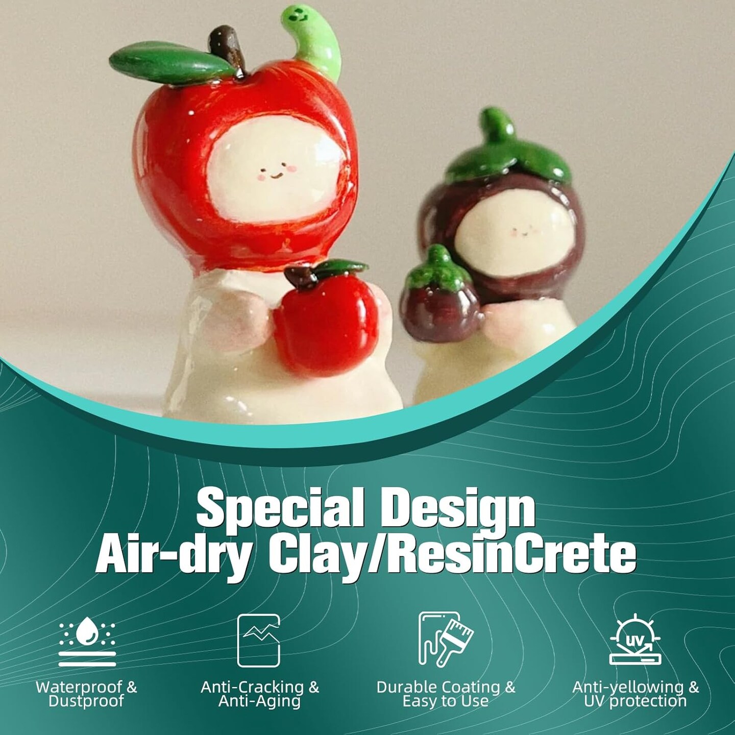 Air Dry Clay Varnish, 100ML Clay Varnish for Air Dry Clay Glaze, ResinCrete Sealer, Varnish for Pottery&Acrylic Paint, Waterproof & Stain & Resistant, Design for Air Dry Clay Pottery (Gloss)