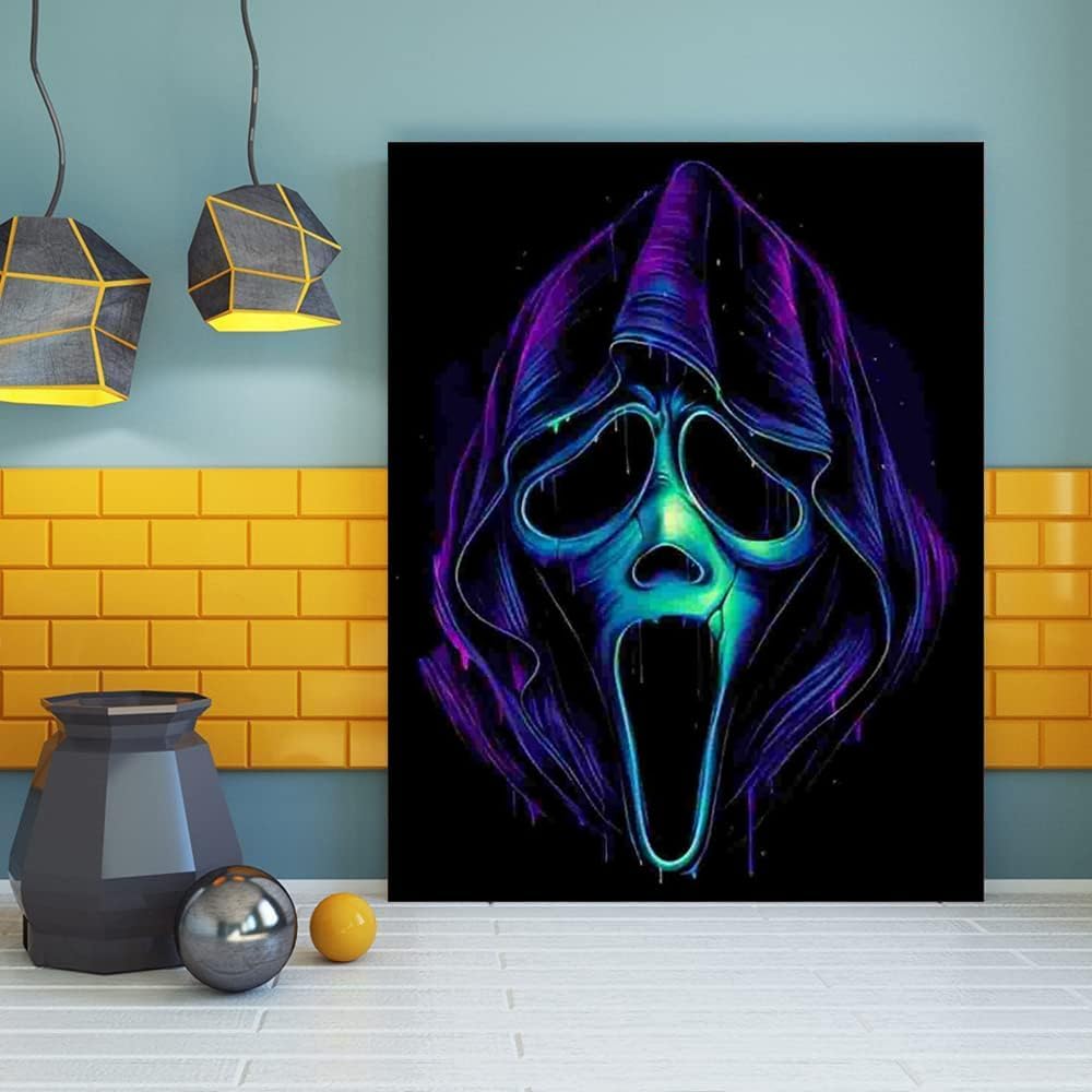 Horror Movie Screams Full Round Drill Cross Stitch Embroidery Kits,(12x16inch/30&#xD7;40cm)