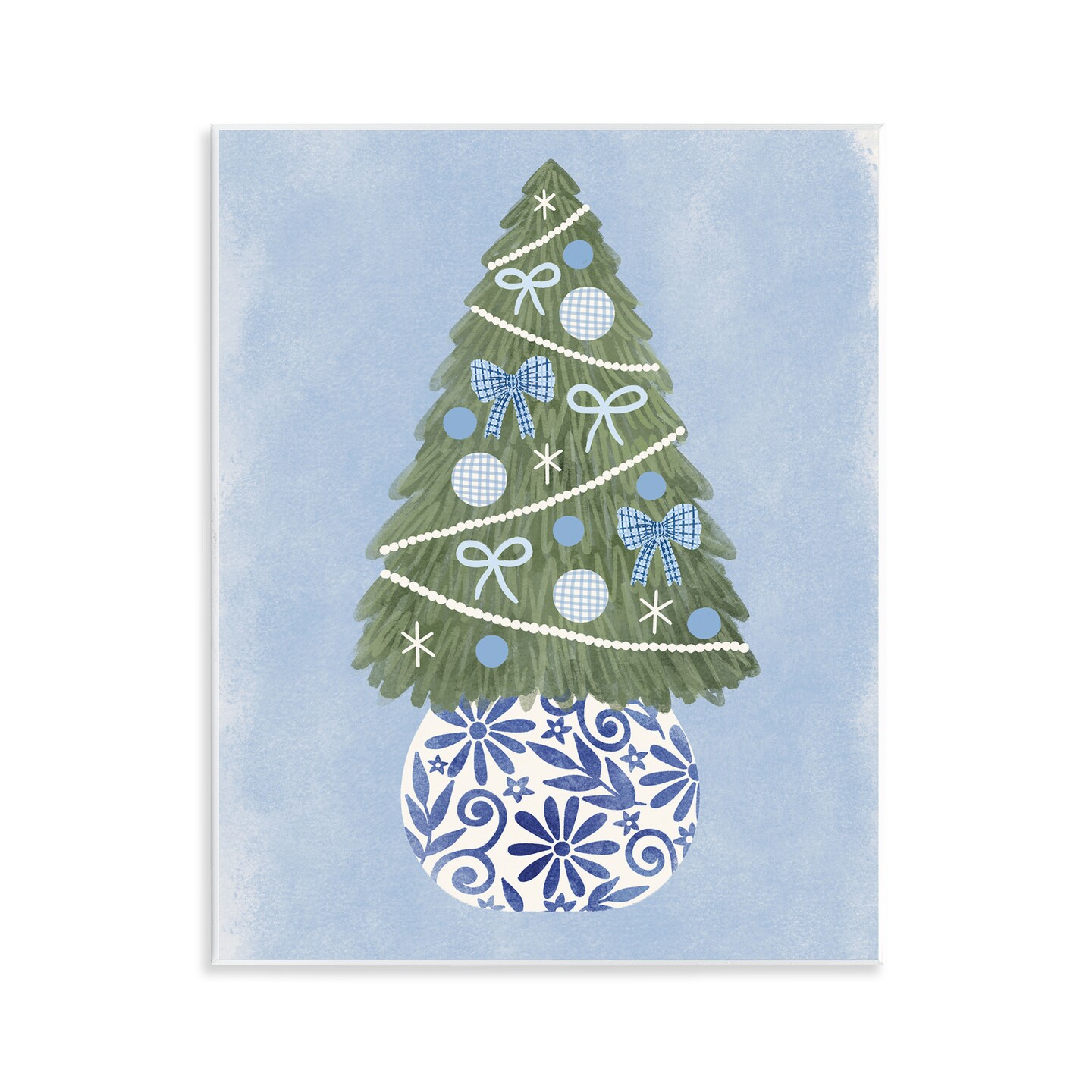 Stupell Industries Blue & White Christmas Tree Wall Plaque By Taylor Shannon Designs