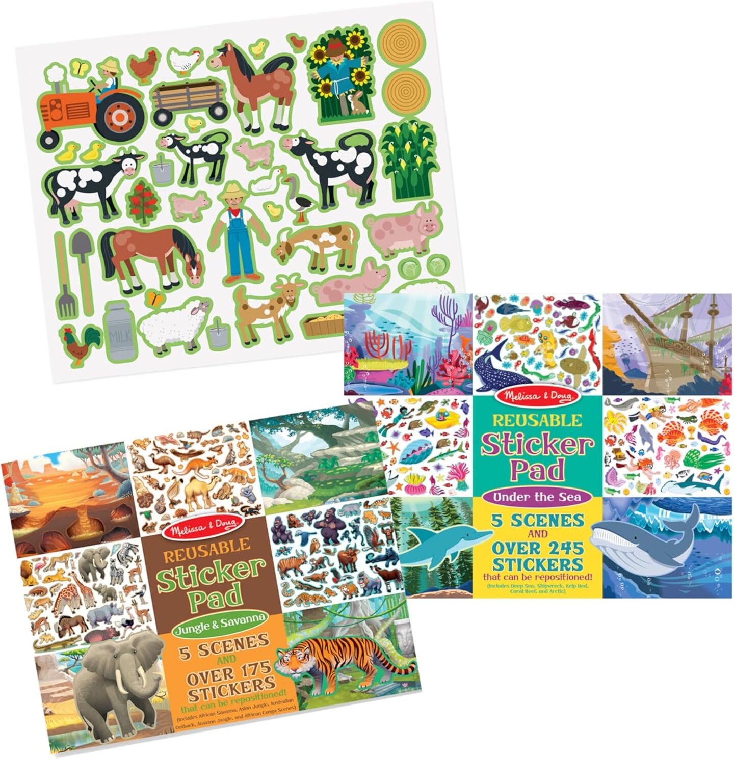 Reusable Sticker Kit Bundle - Jungle, Farm & Under the Sea Arts And Crafts