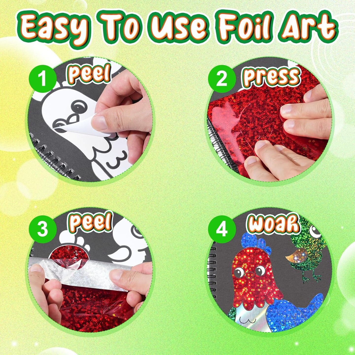 Foil Craft Animal DIY Art Fun Kits , No Mess Creative Foil Art Kits Set Drawing Game for Kids