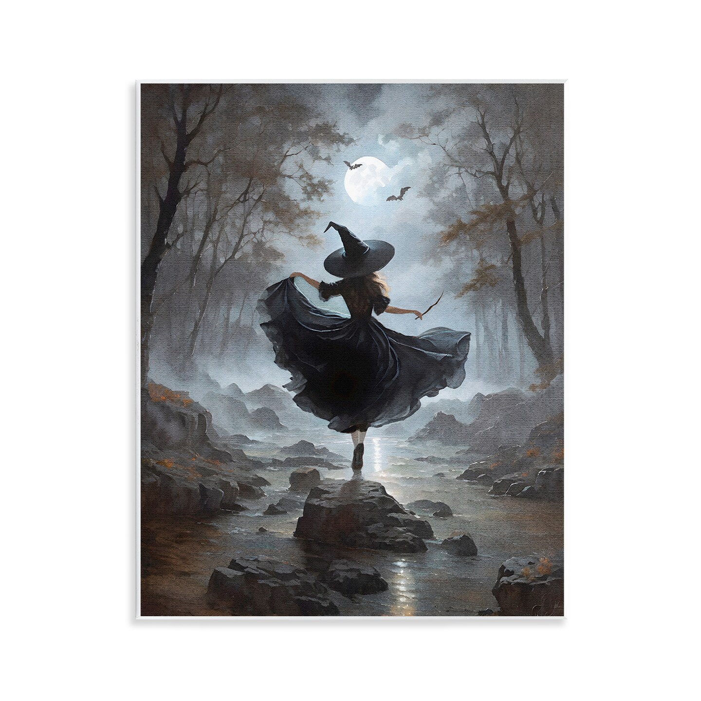 Stupell Industries Witch in Moonlit Forest Wall Plaque By Jo Moulton, 11x14
