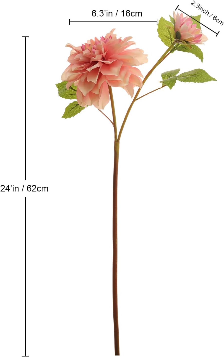 Spring Tabletop Decor – 5PCS Pink Silk Dahlia Artificial Flowers, 24" Long Faux Floral Stems for Wedding Bouquets, Home Decor & Table Centerpieces