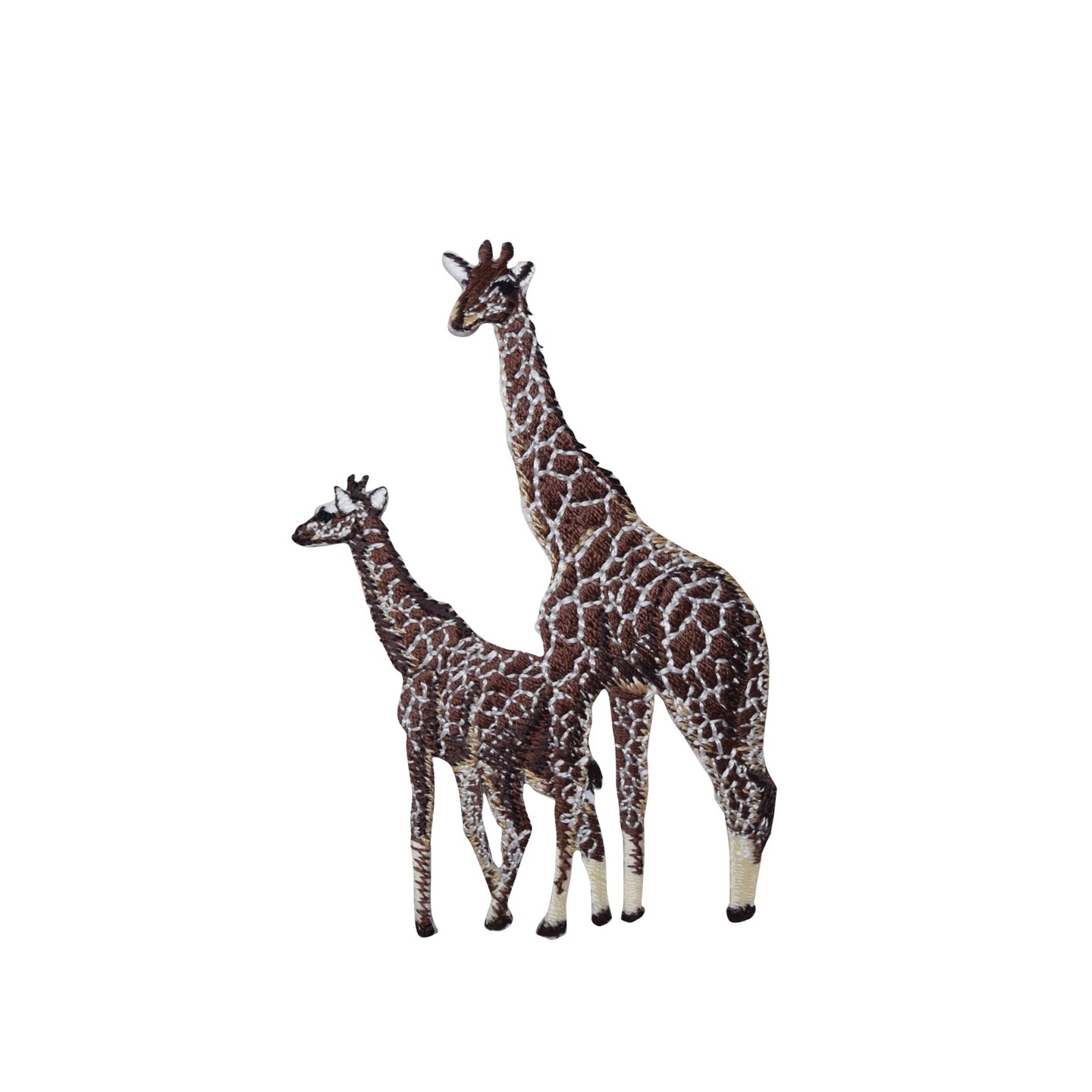 Two Giraffes, Zoo, Safari Animals, Realistic, Embroidered, Iron on Patch