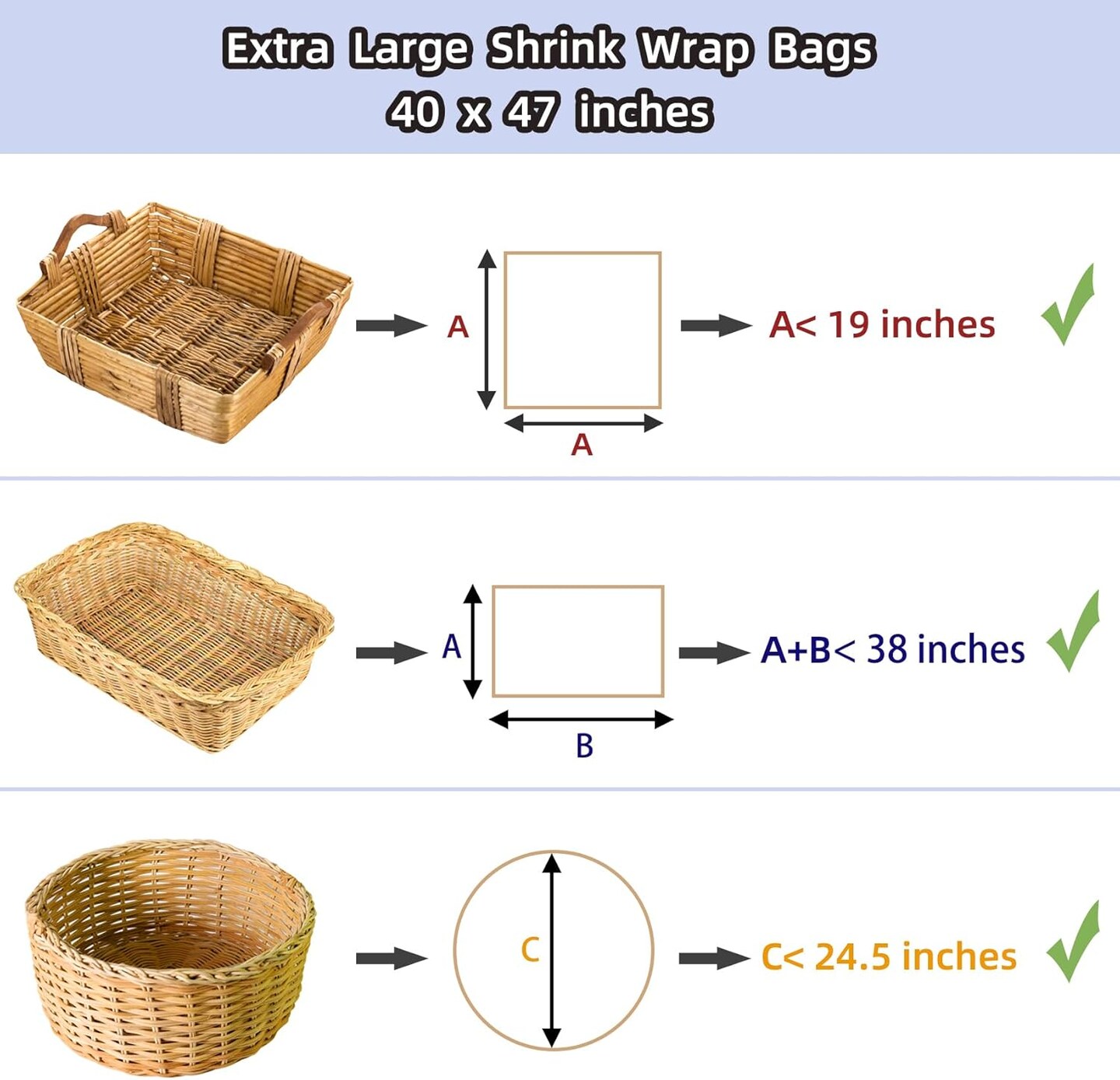 Extra Large Jumbo Shrink Wrap Bags Cellophane Bags for Gift Baskets - 40x47 Inch Christmas Basket Bags (5 pcs, XXXL)