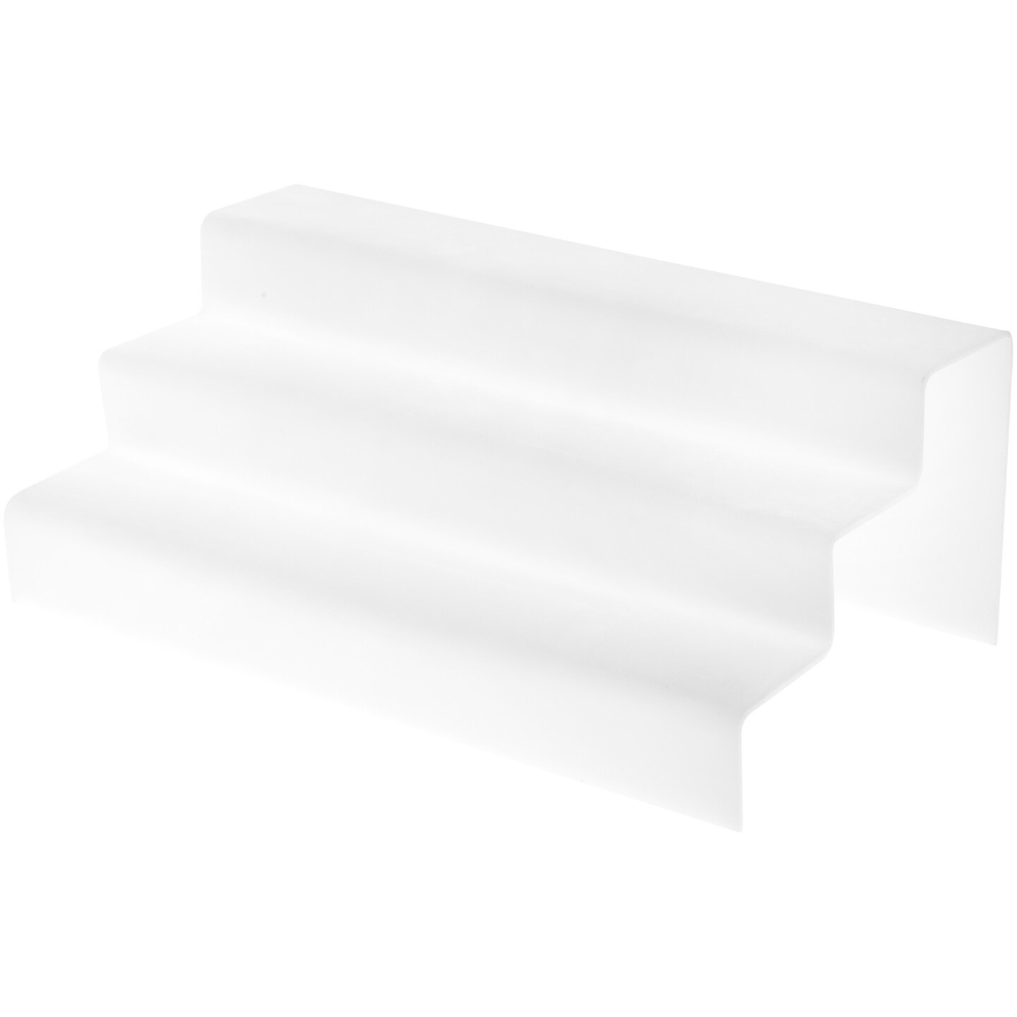 Plymor Frosted Acrylic 3-Step Solid Back Display Stairs, 6&#x22; H x 16&#x22; W x 9.5&#x22; D
