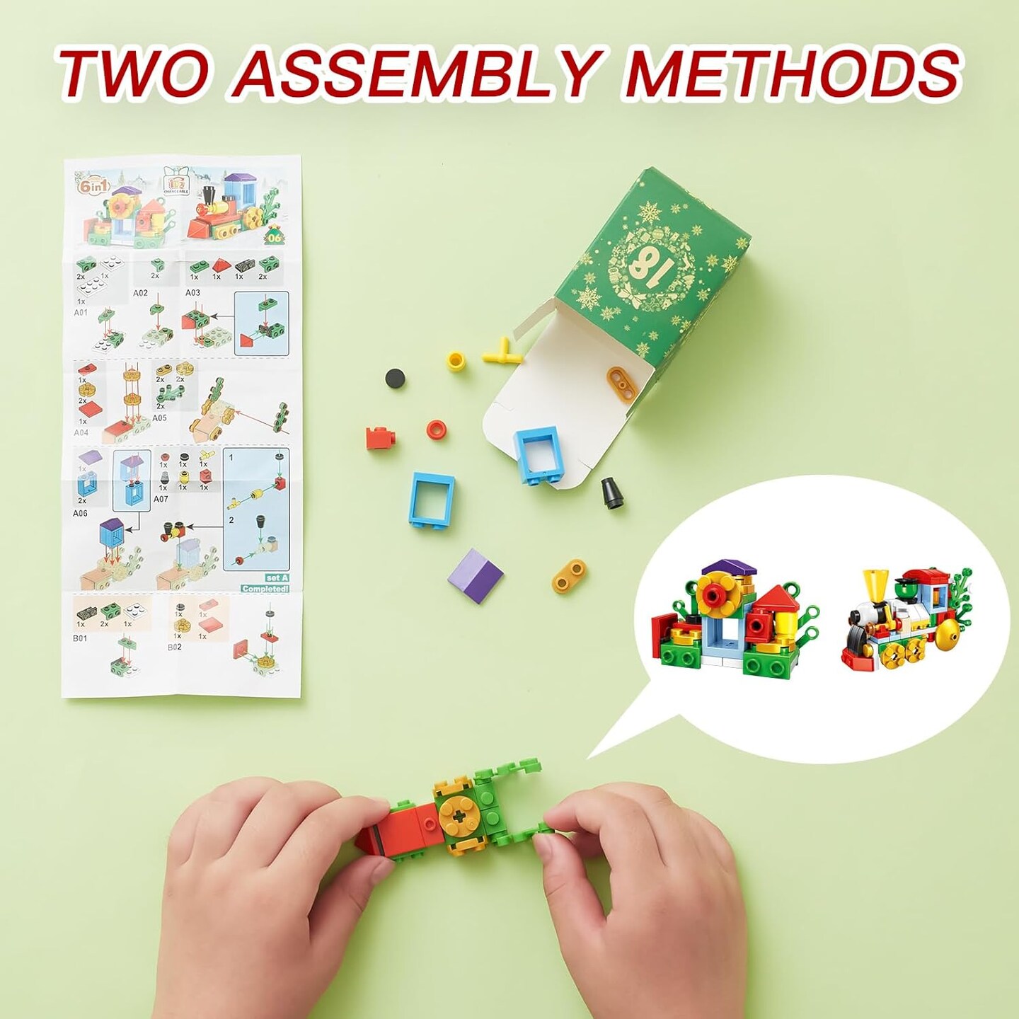 Advent Calendar 2024 Building Blocks, 24-Day Christmas Countdown Blocks Set for Kids, 6 in 1 and 12 in 1 Building Blocks Gift Box for Boys and Girls
