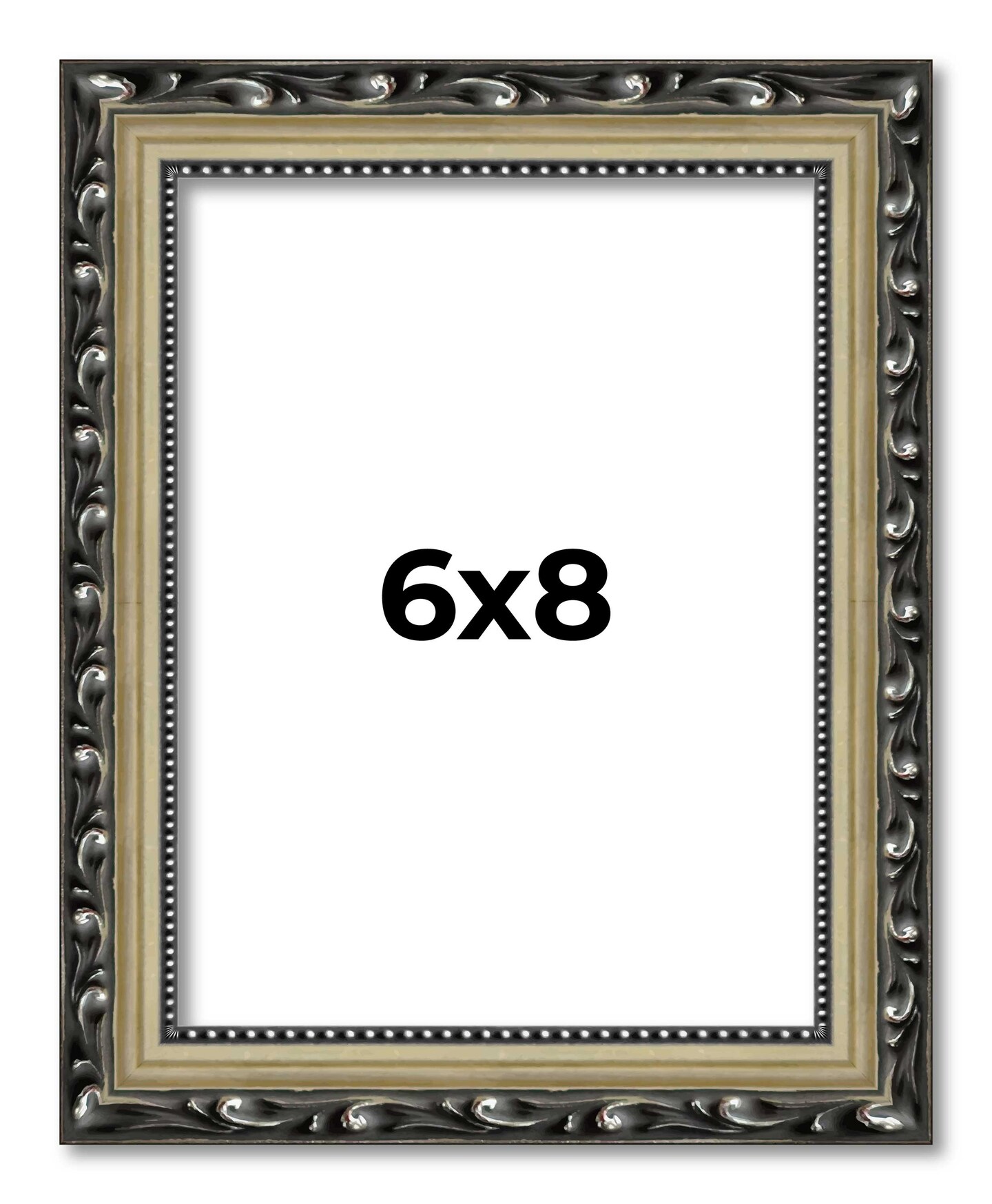 6x8 Silver Wood Picture Frame - UV Acrylic, Foam Board Backing, Hanging Hardware