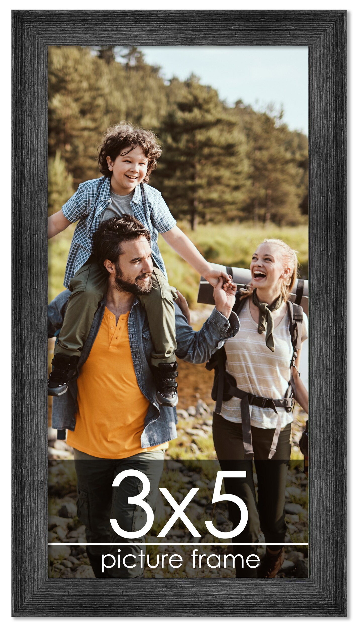 3x5 Wide Barnwood Picture Frame with UV-Resistant Acrylic & Acid Free Backing, Available in 6 Paint Finishes - Grey, Brown, White, and Black