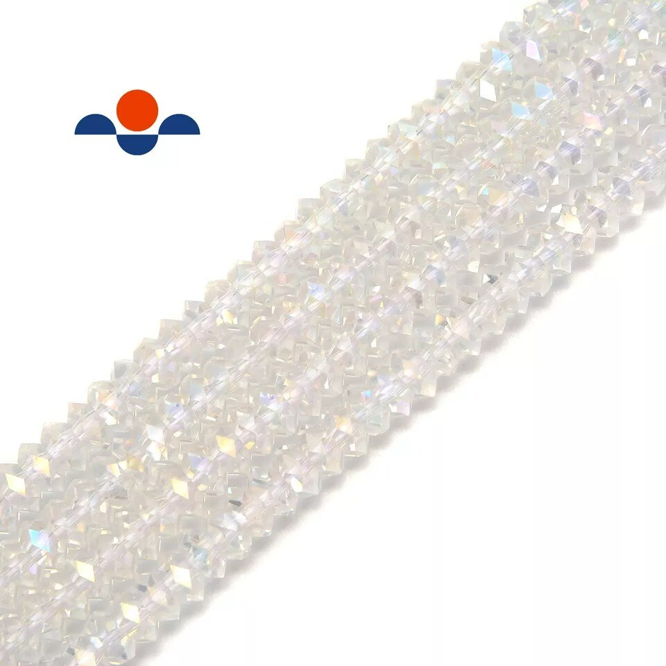 Clear AB K9 Crystal Glass Faceted Rondelle Beads Size 3x6mm 15.5&#x22; Strand