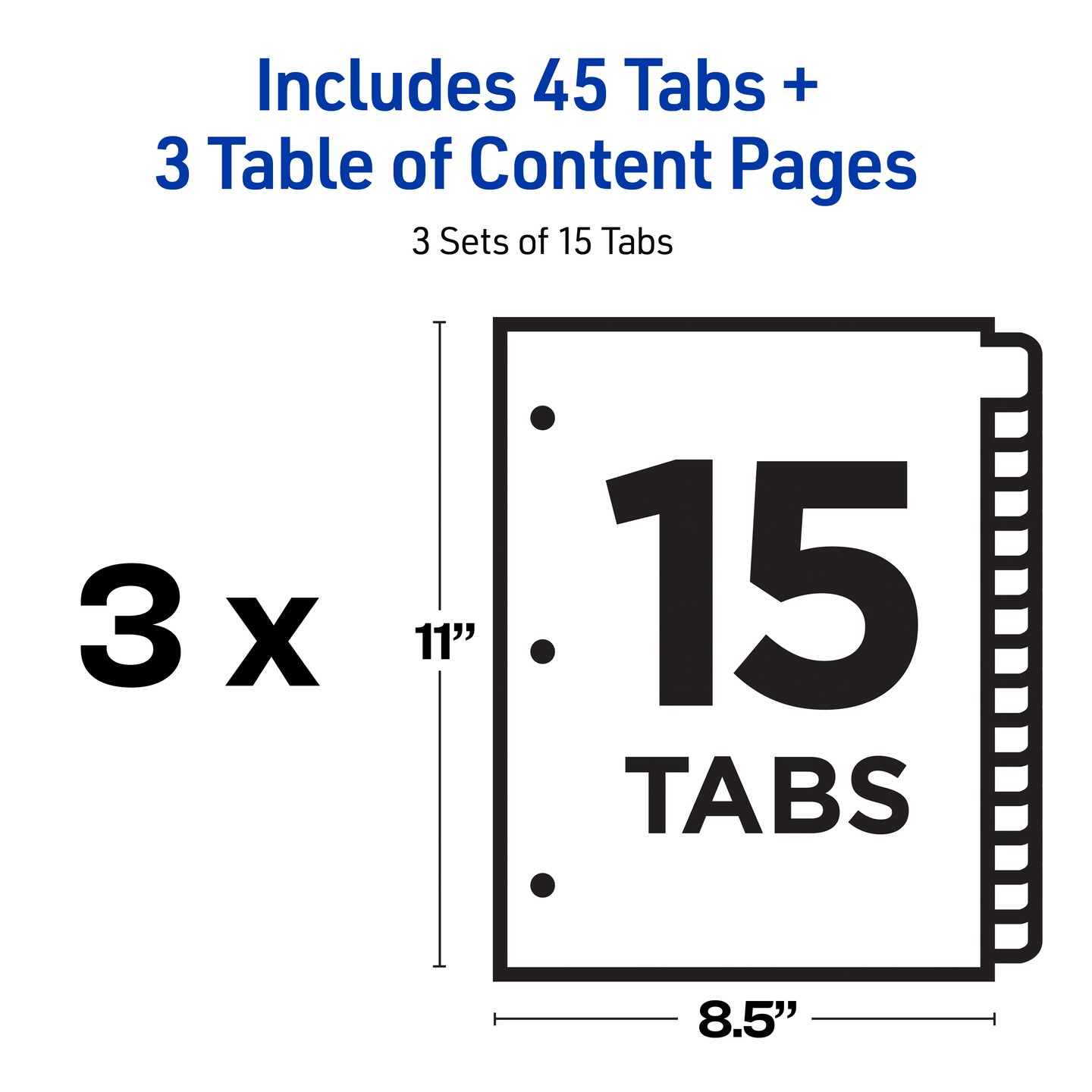 Avery Ready Index 15 Tab Binder Dividers, Customizable Table of Contents, Classic Multicolor Tabs, 3 Sets (11074)