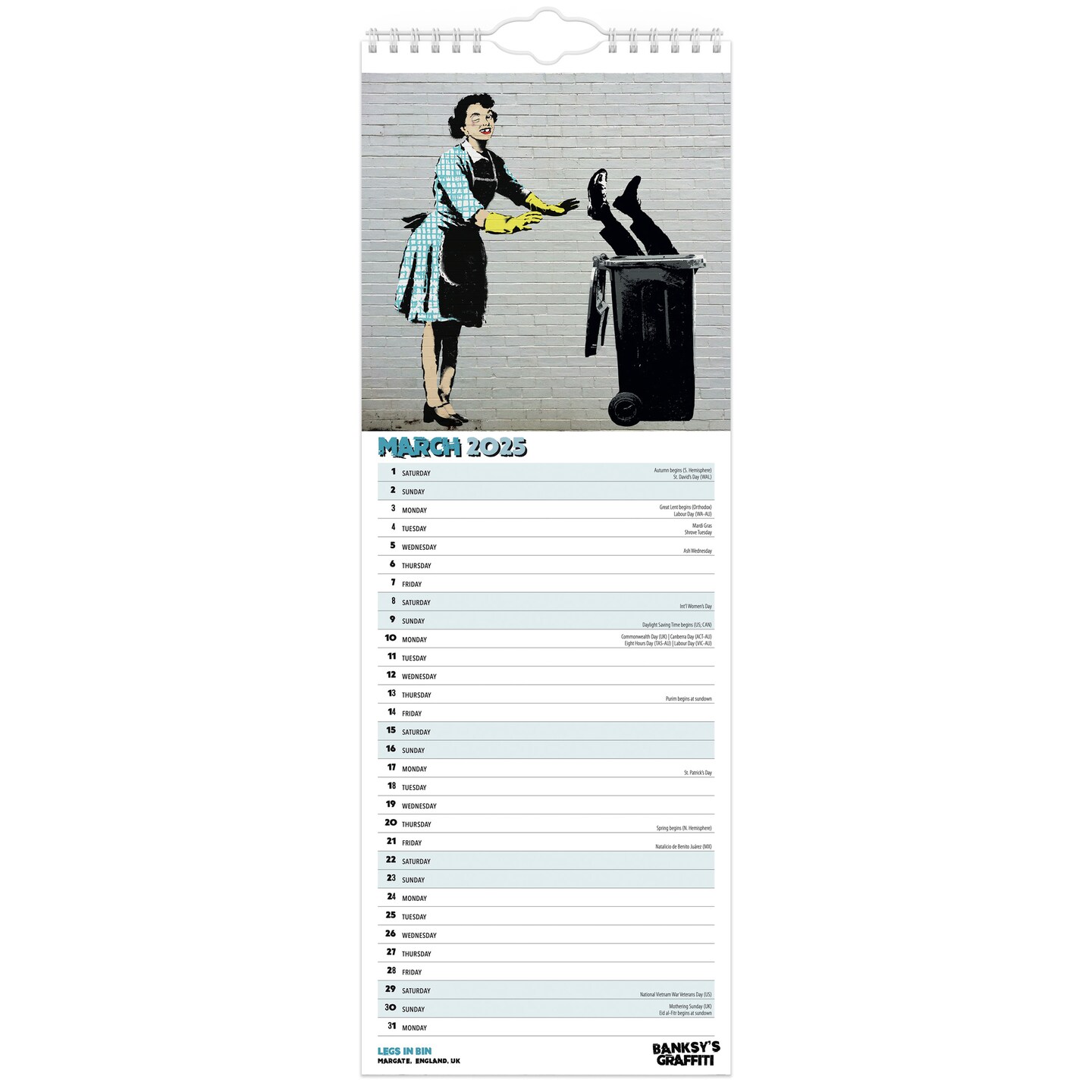 Banksy&#x27;s Graffiti OFFICIAL | 2025 5.7 x 16.5 Inch Monthly Slimline Wall Calendar | BrownTrout | Drawings Street Art Design