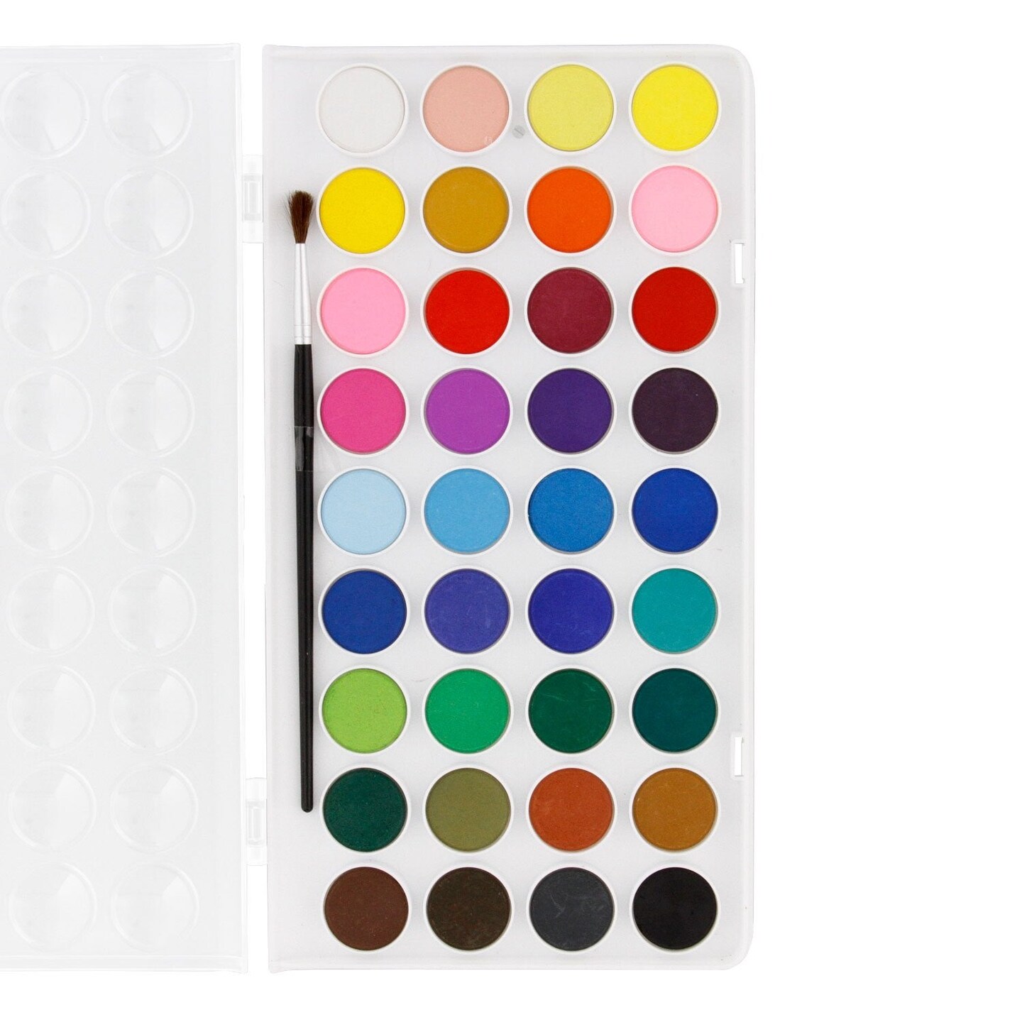 36 Color Watercolor Artist Paint Set with Plastic Palette Lid Case and Paintbrush - Watersoluable Cakes