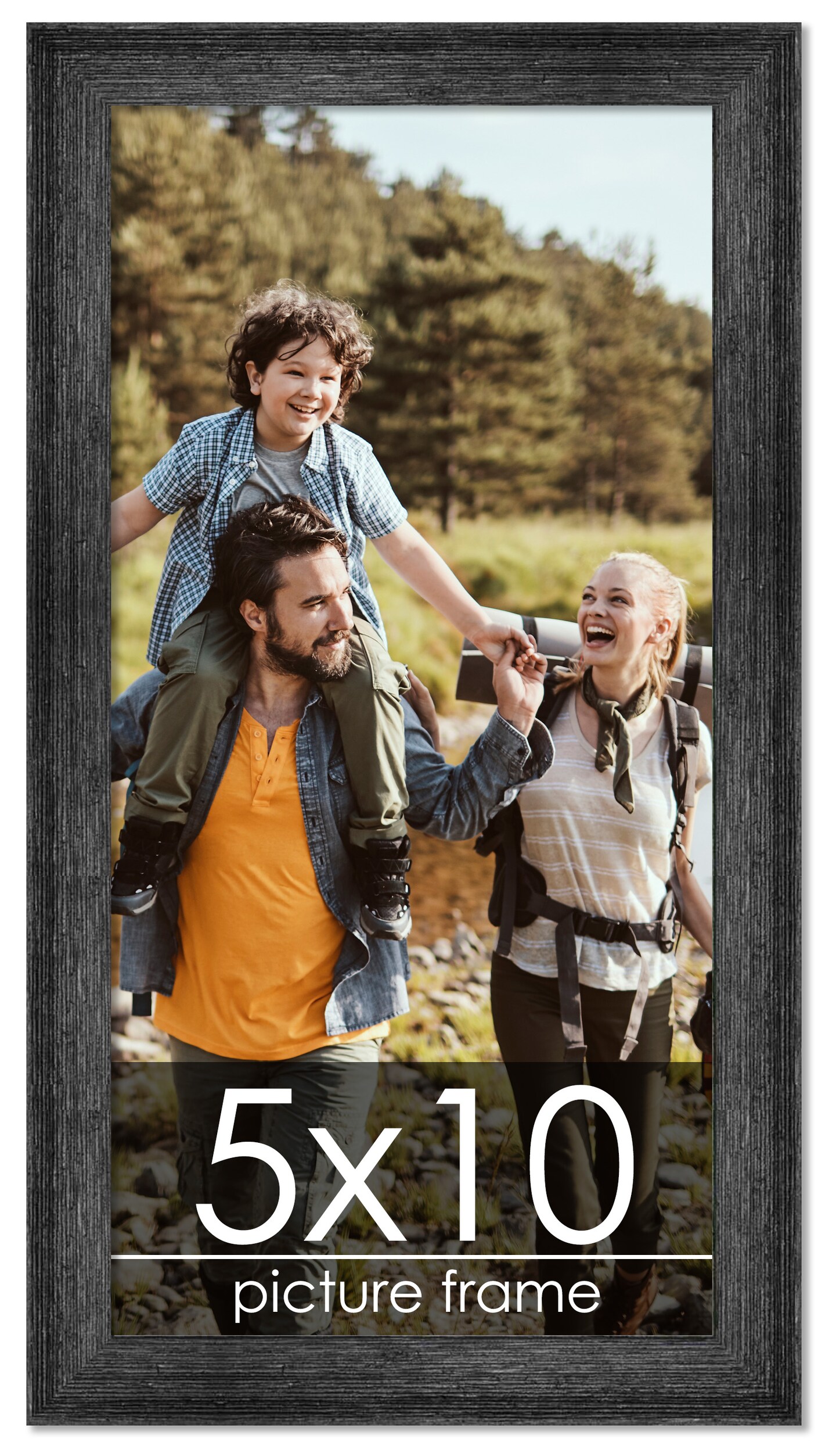 5x10 Wide Barnwood Picture Frame with UV-Resistant Acrylic & Acid Free Backing, Available in 6 Paint Finishes - Grey, Brown, White, and Black
