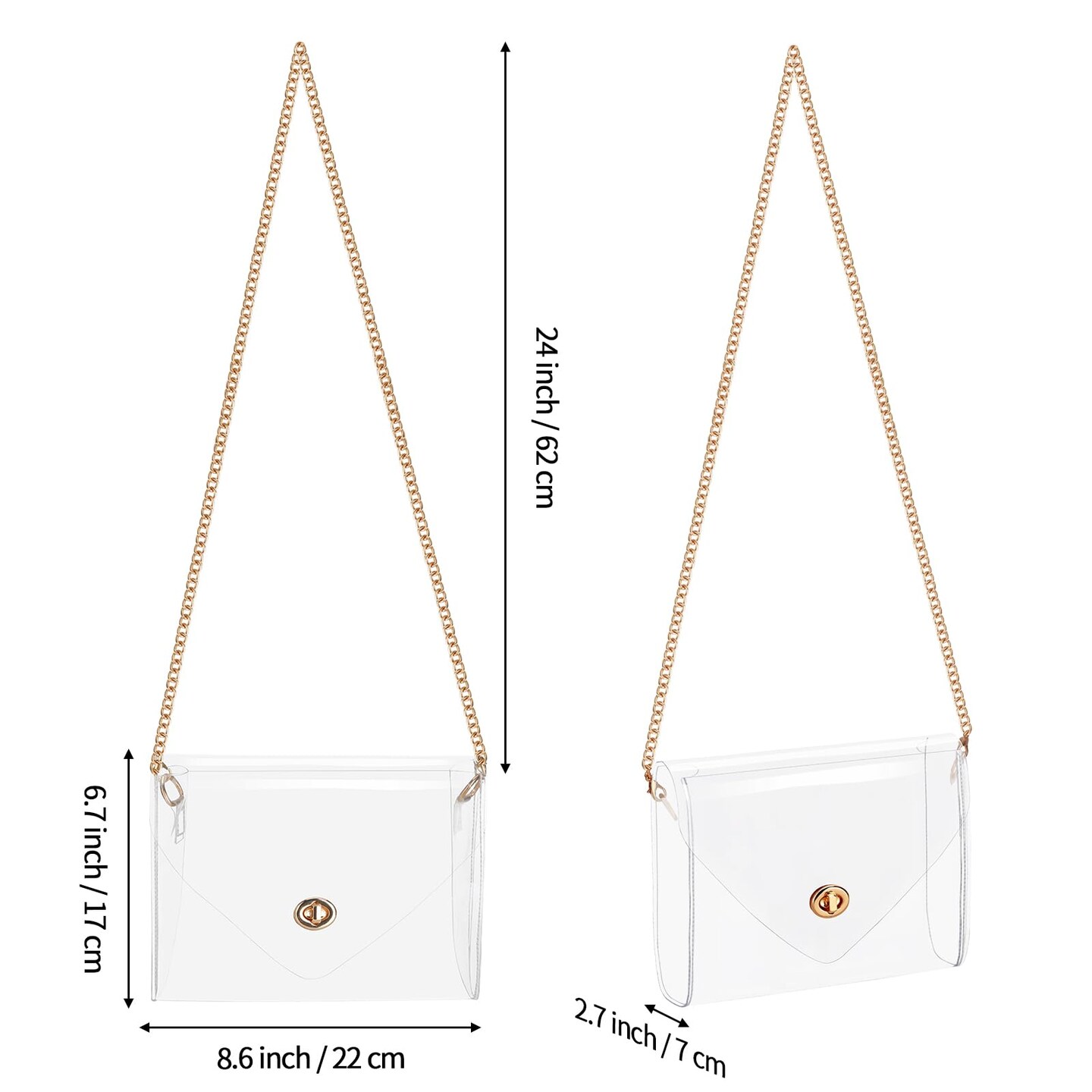 Clear Purse for Women, Clear Bag Stadium Approved, See Through Clear Handbag for Concerts Sports Events (Gold)