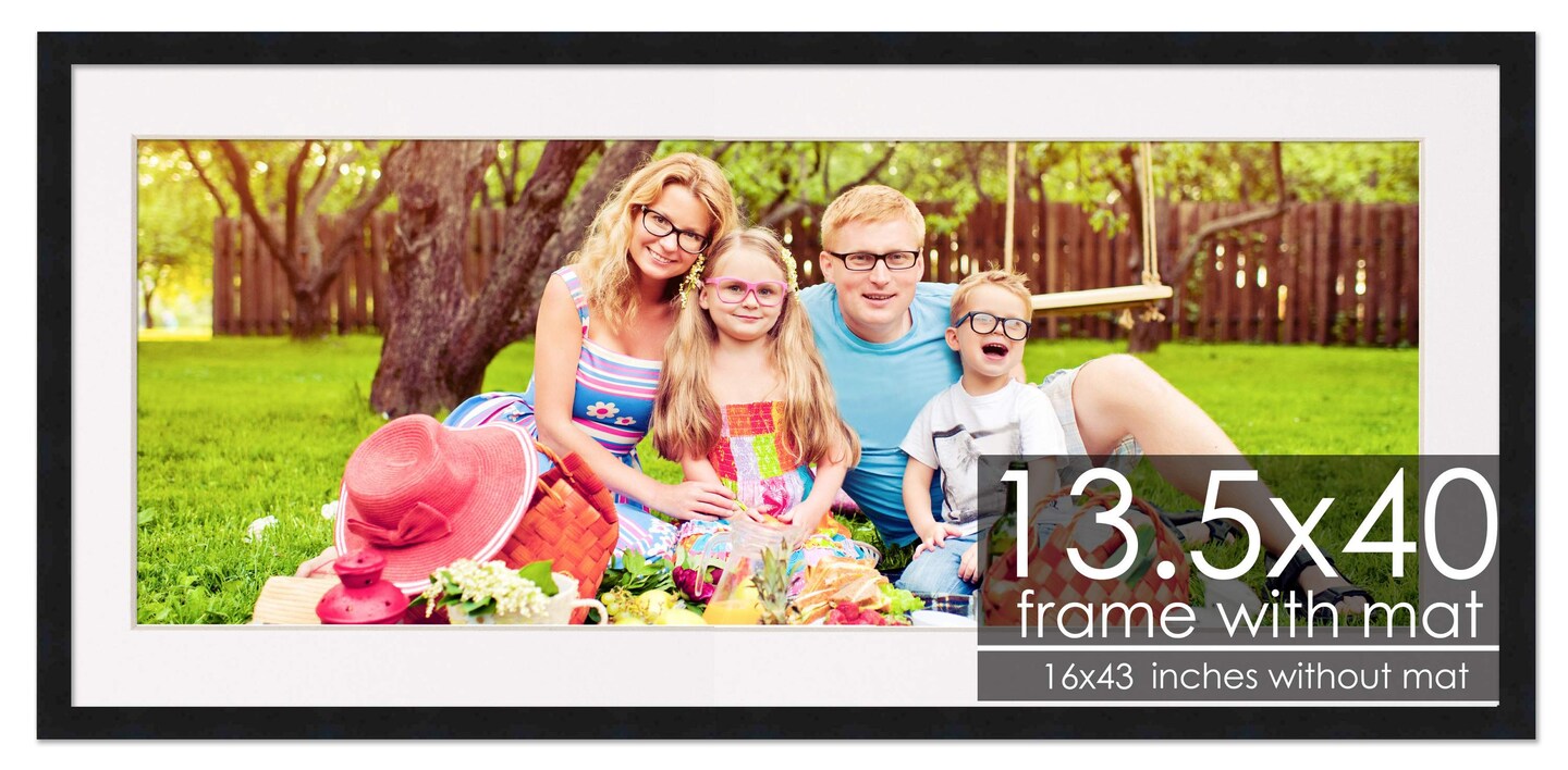 Modern Black Frame with White Photo Mat, UV Acrylic Front, Foam Board Backing, 60 Sizes Available
