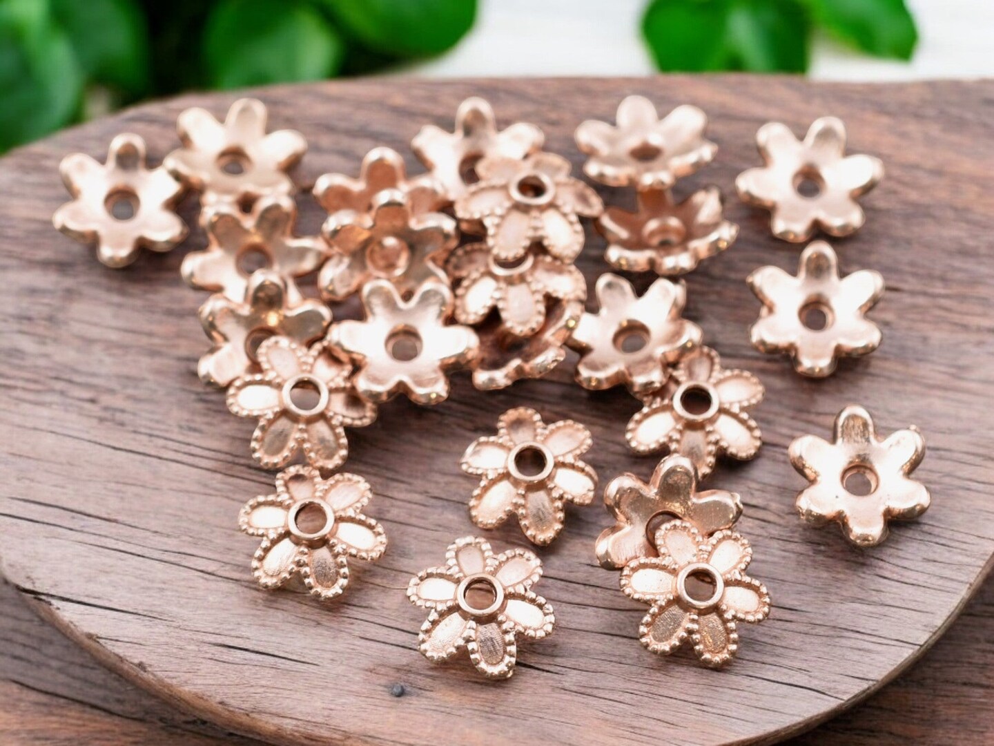 100 8mm Rose Gold Bead Caps