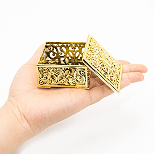 12 Pieces Candy Boxes Plastic Wedding Favor Boxes Candy Jars Candy Storage Boxes Gift Boxes for Wedding Baby Shower Christmas Birthday Party Decorating Ornament Container (Gold)