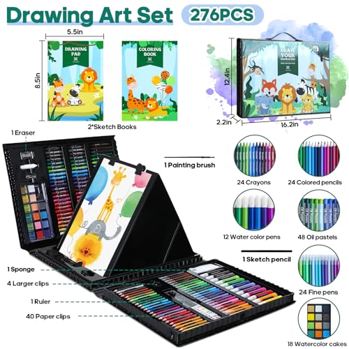 276 Pcs Art Set For Kids Art Kits Art Drawing Kit With Double Sided