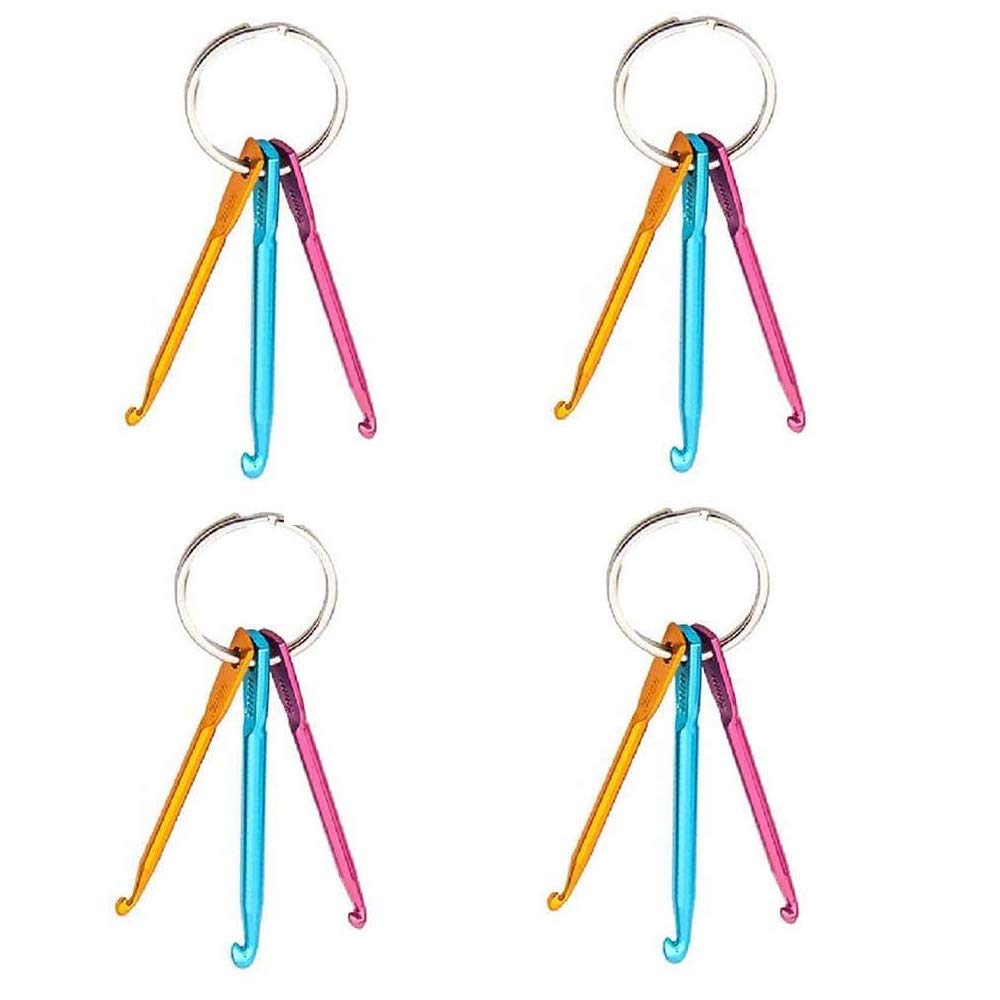 4 Sets Mini Keychain Aluminum Crochet Hooks Knitting Needles 3 Sizes/Set (3mm,4mm,5mm)
