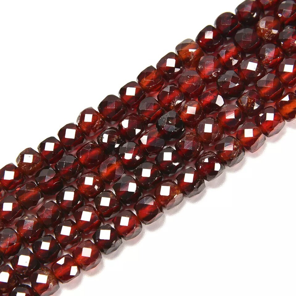 Natural Hessonite Orange Garnet Faceted Cube Beads Size 4-5mm 15.5&#x27;&#x27; Strand
