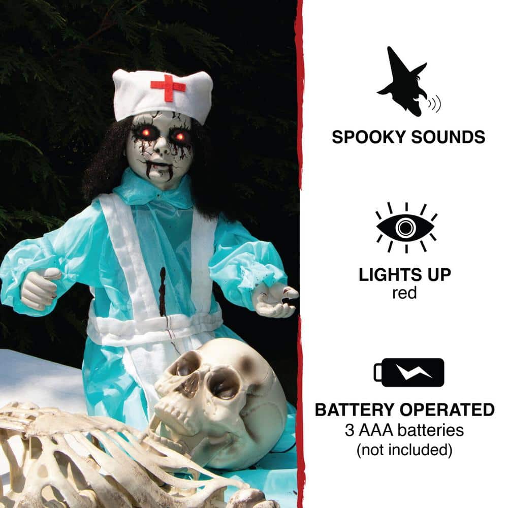 21.5 Inch Poseable Animatronic Nurse Halloween Prop