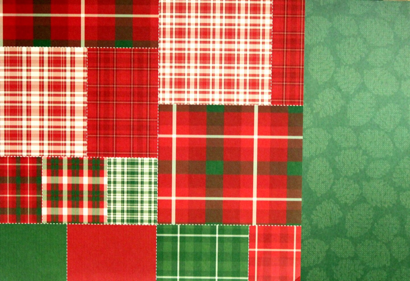 Park Lane Season&#x27;s Greetings/Christmas Patchwork 12 x 12 Lt. Cardstock Paper