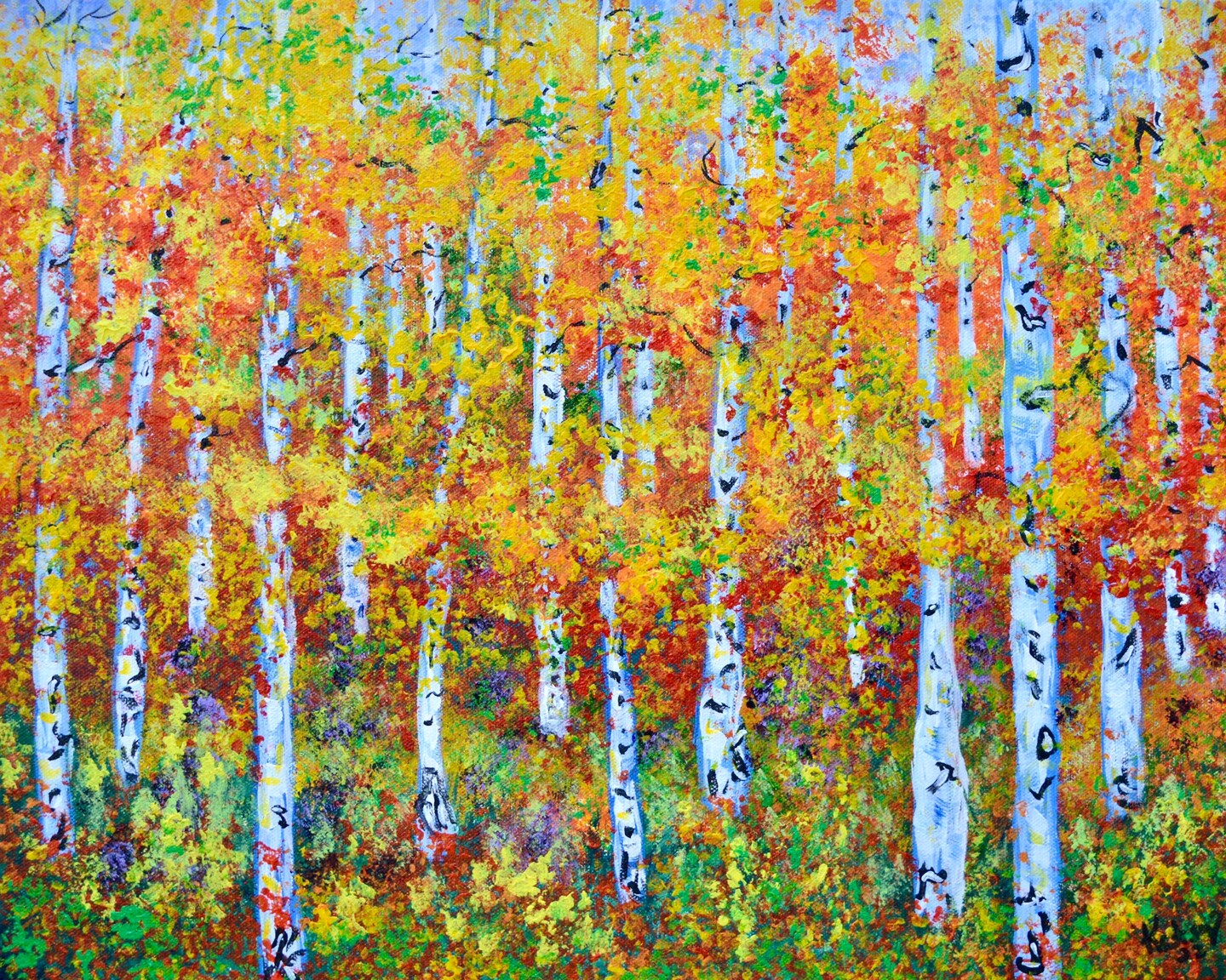 Painting sold red forest 8x10