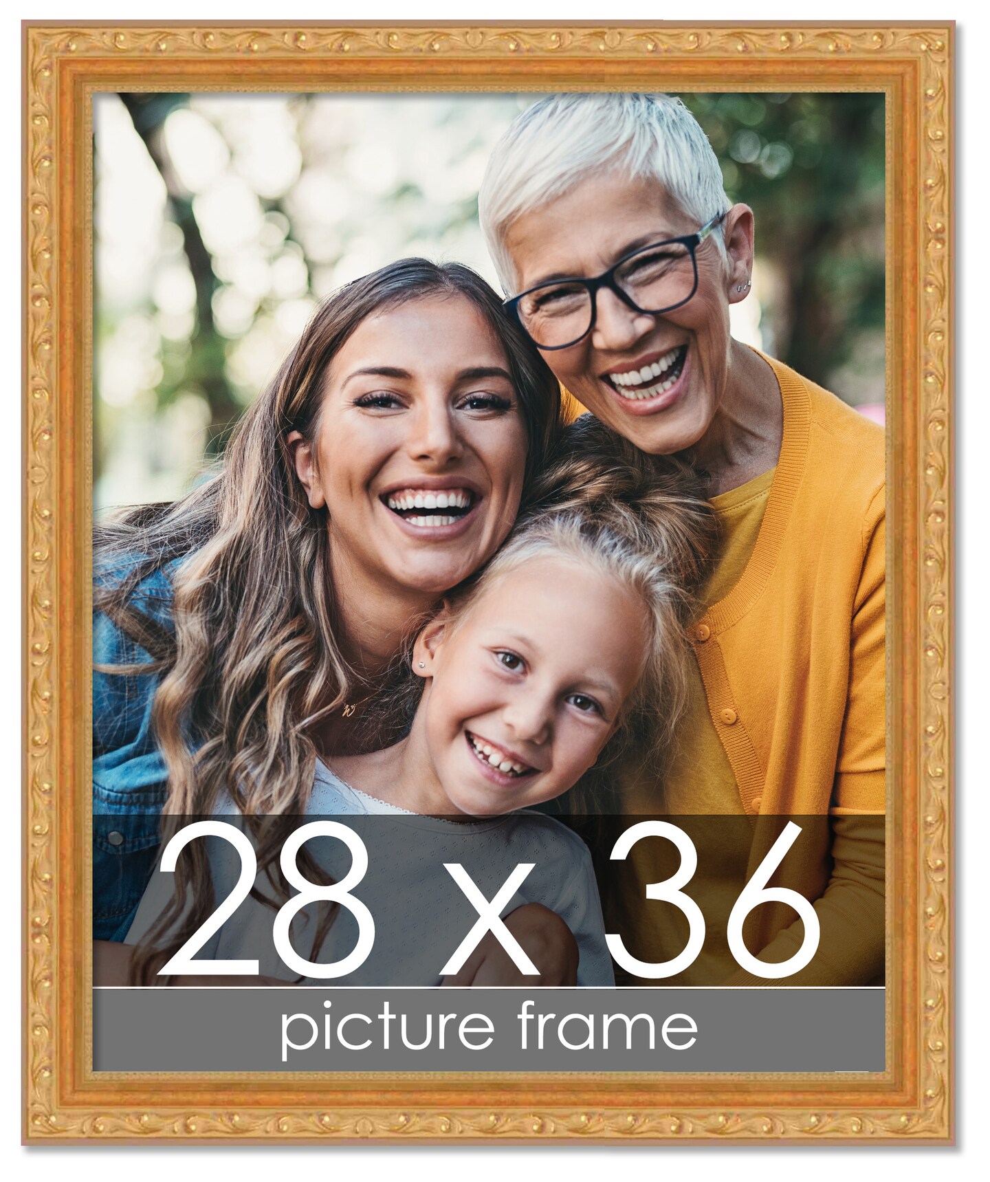 28x36 Museum-Quality Picture Frame with UV-Resistant Acrylic &#x26; Acid-Free Backing, Available in 4 Finishes - Gold, Silver, Bronze, and Black