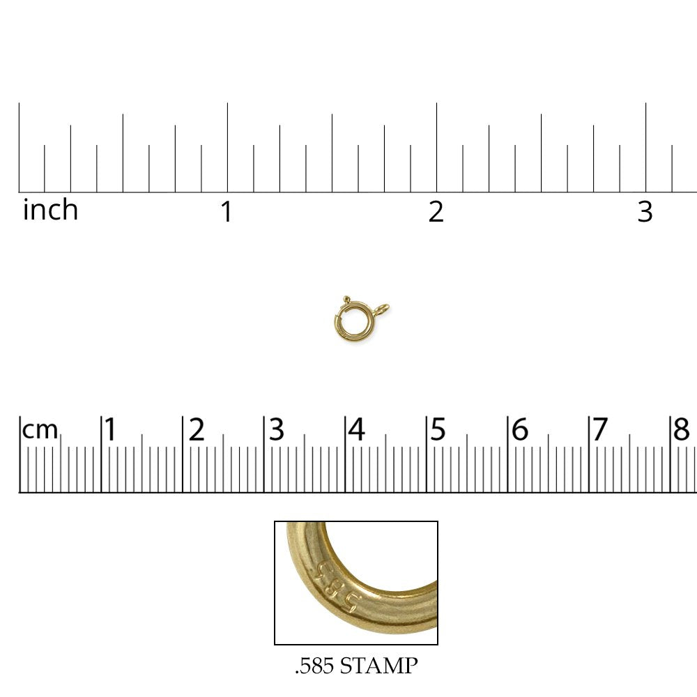 Spring Ring Jewelry Clasp 4.5mm 14 Karat Solid Yellow Gold