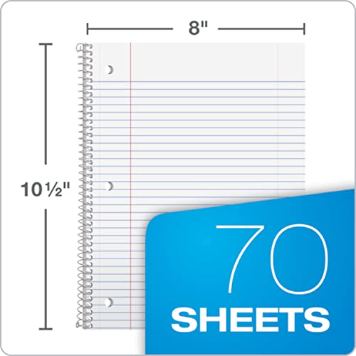 Spiral Notebook 6-Pack 1 Subject College Ruled Paper 8 x 10-1/2 Inch Color Assortment Design May Vary