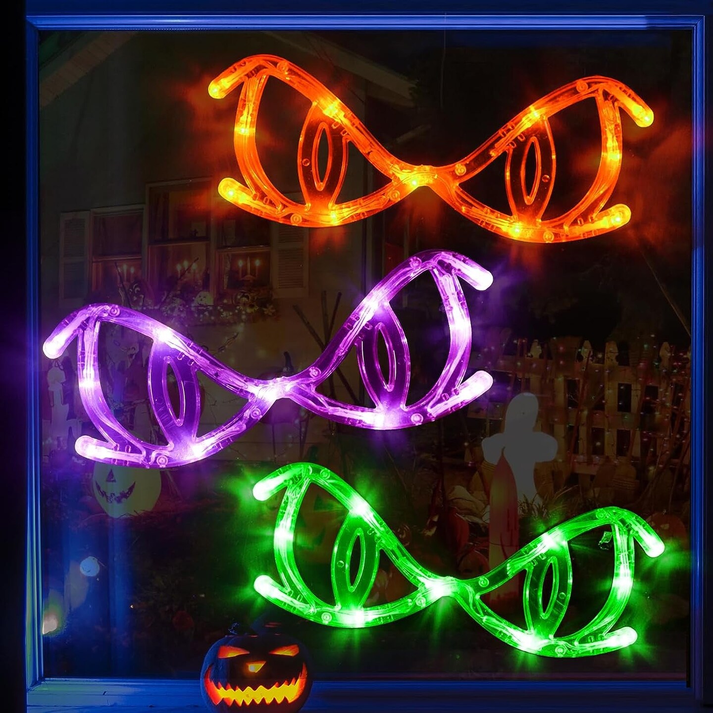 Halloween Lights, 3 Pack Halloween Decorations Spooky Eyes Lights Peeping Ghosteyes with Suction Cups, Battery Operated Halloween Window Lights, 2024 Upgrade Slow Fade Mode Timer Function
