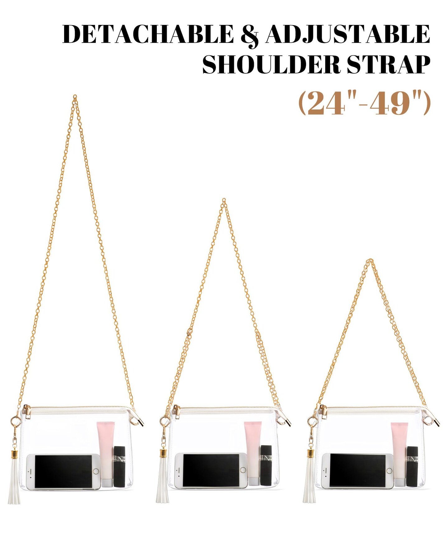 Clear Bag Stadium Approved, Clear Crossbody Purse for Concert, Festival (White)