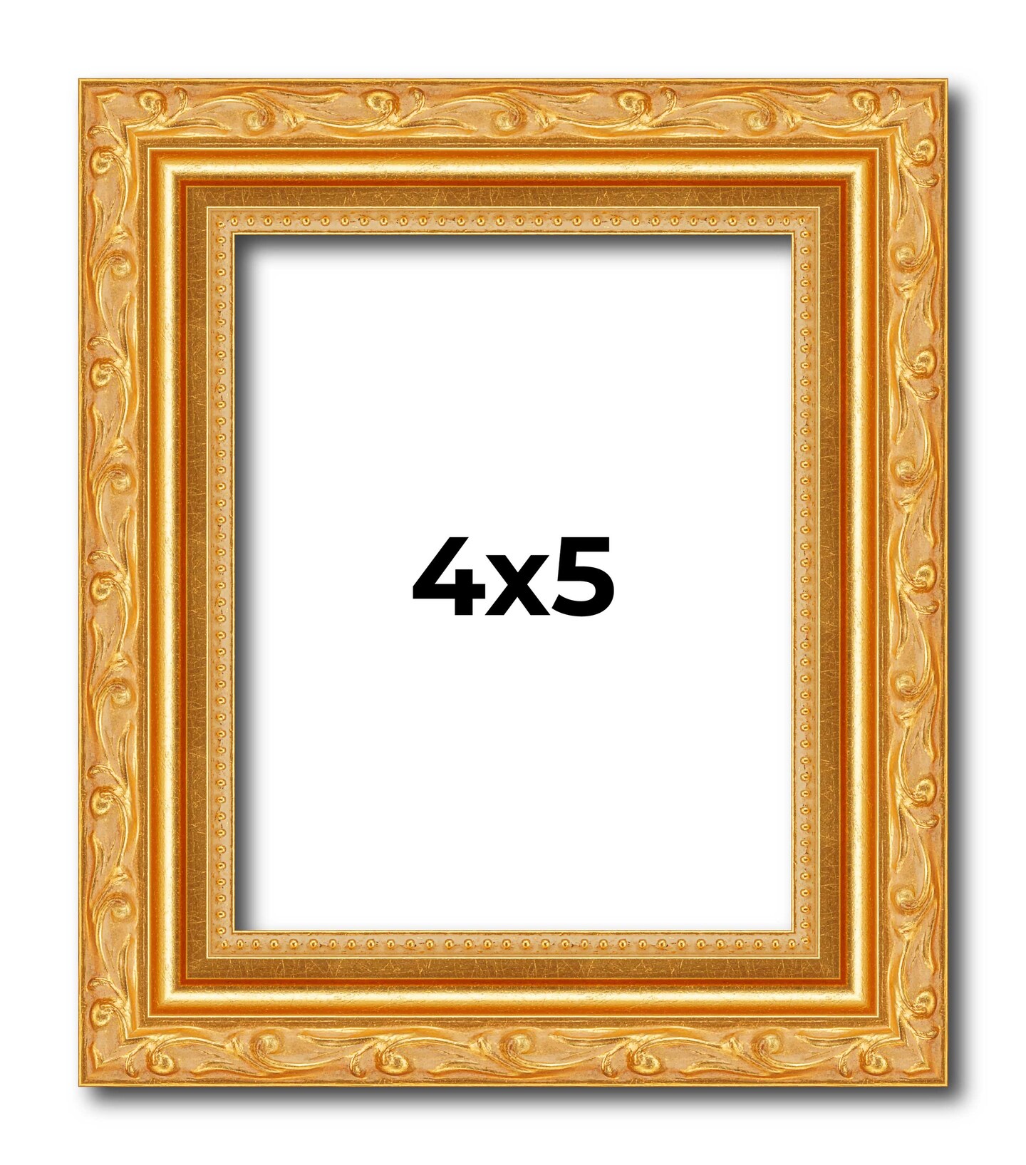 4x5 Gold Wood Picture Frame - UV Acrylic, Foam Board Backing, Hanging Hardware