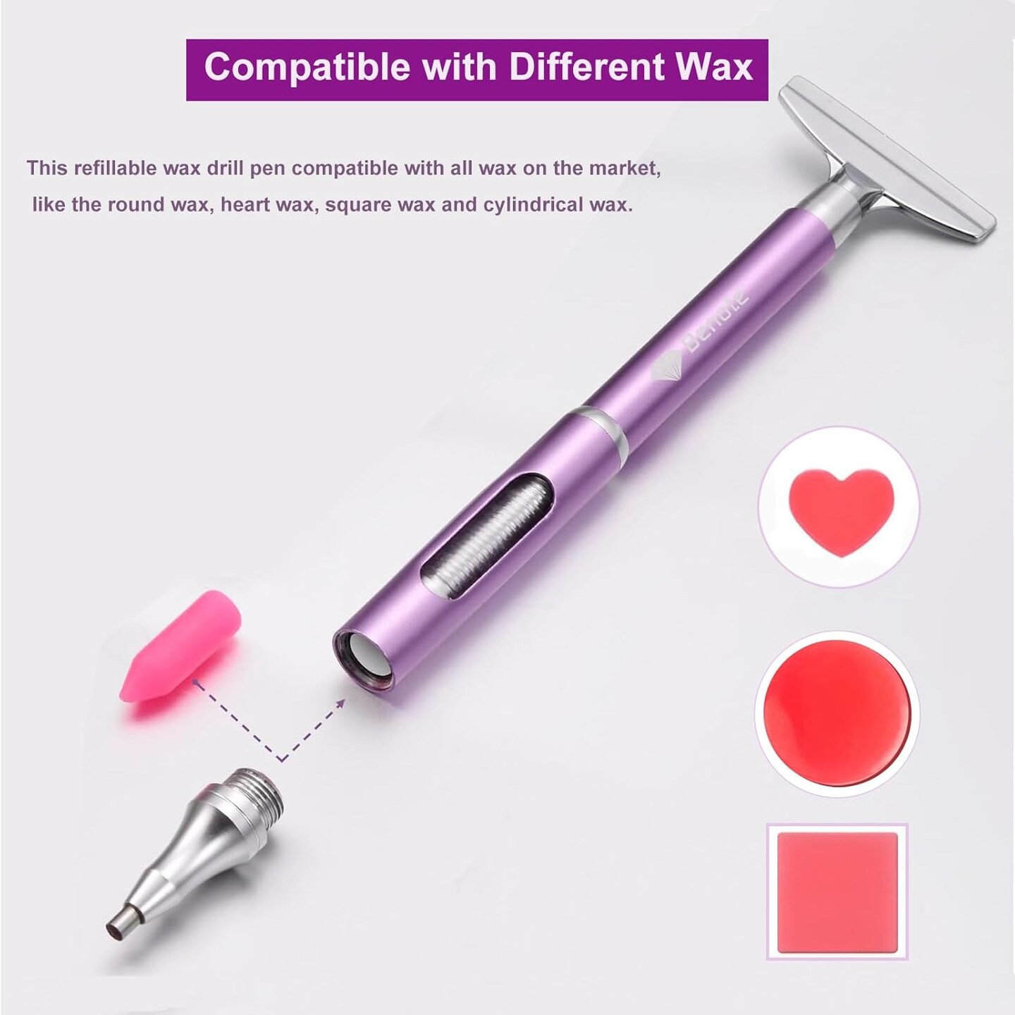 Diamond Art Painting Pen Refillable Wax, Diamond Paint Accessories Refillable Wax Pen Self-Stick Drill Pens with Metal Correction Plate for Art DIY Craft - B18