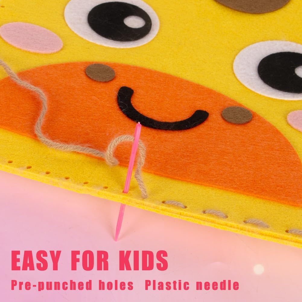 Beginner Sewing Kit for Kids 8 Pack Cute Felt DIY Crafts Arts and Crafts for Girls Animal Purse Bags Birthday Christmas Gift Idea