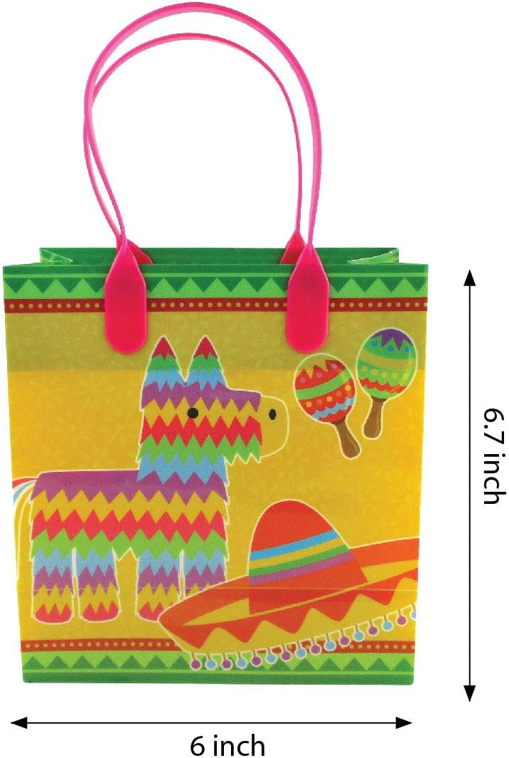 TINYMILLS Mexican Fiesta Taco Themed Party Favor Bags Treat Bags, 12 Pack